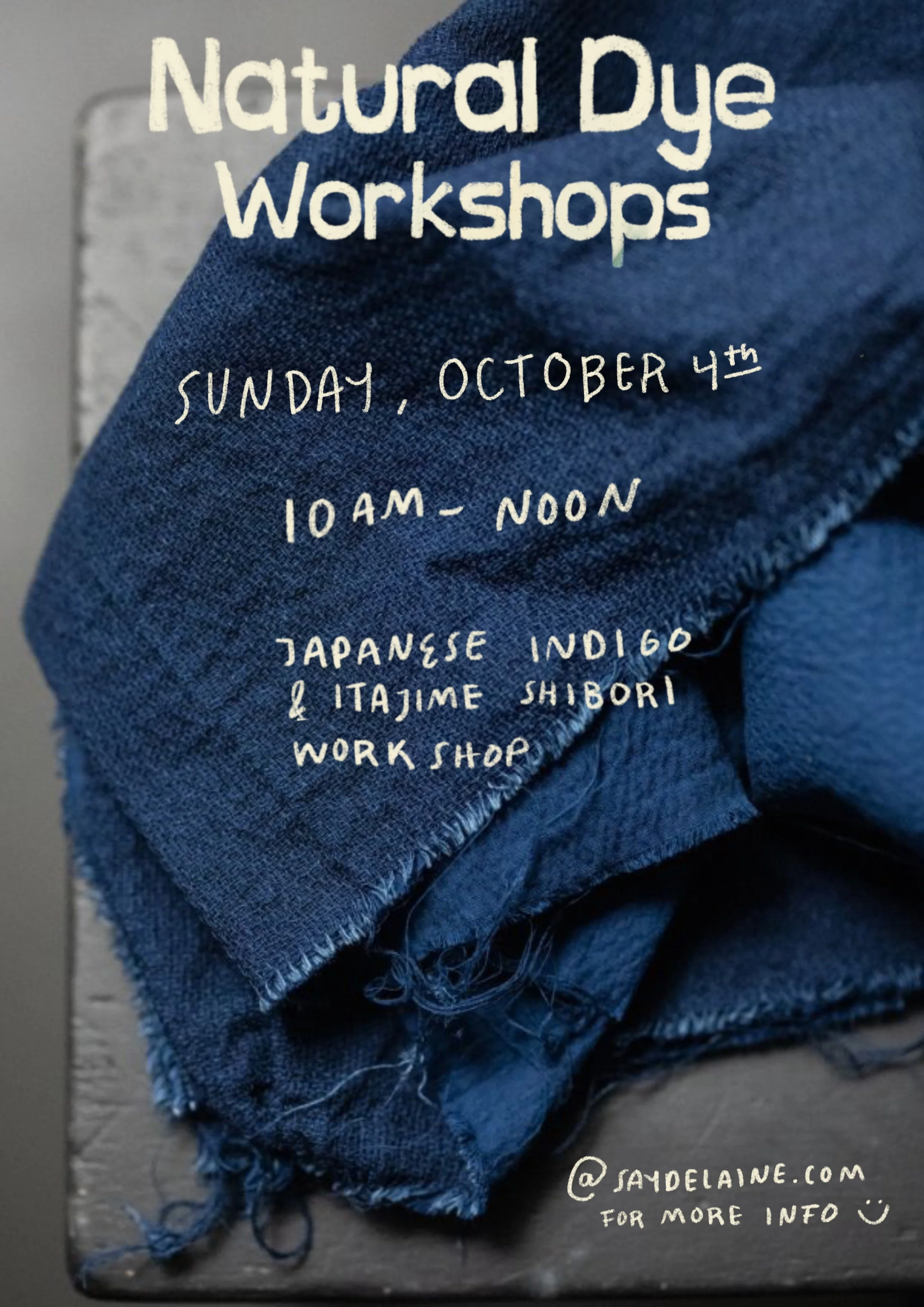 Japanese Indigo and Itajime Shibori Workshop - October 4th