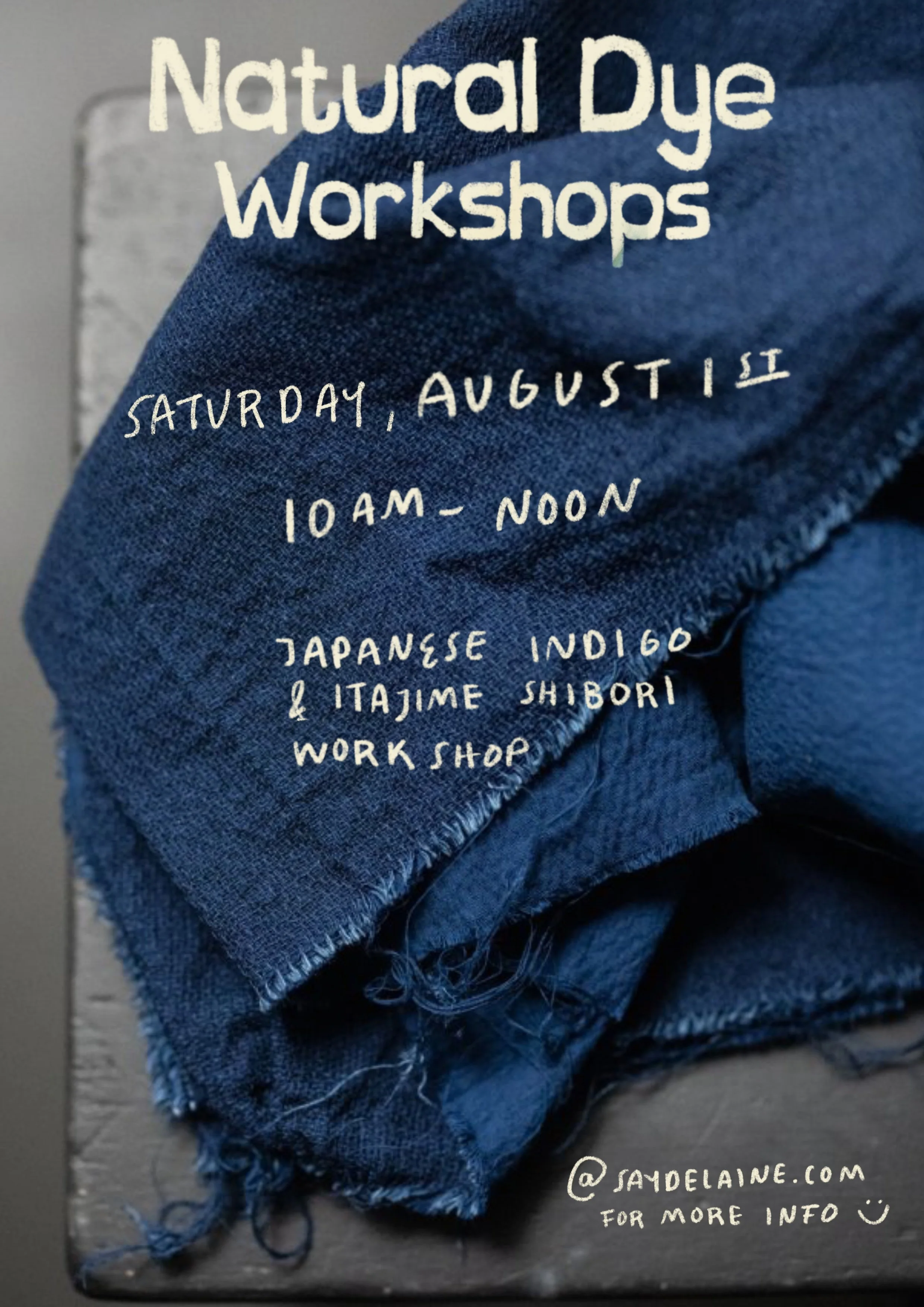 Japanese Indigo and Itajime Shibori Workshop - August 1st