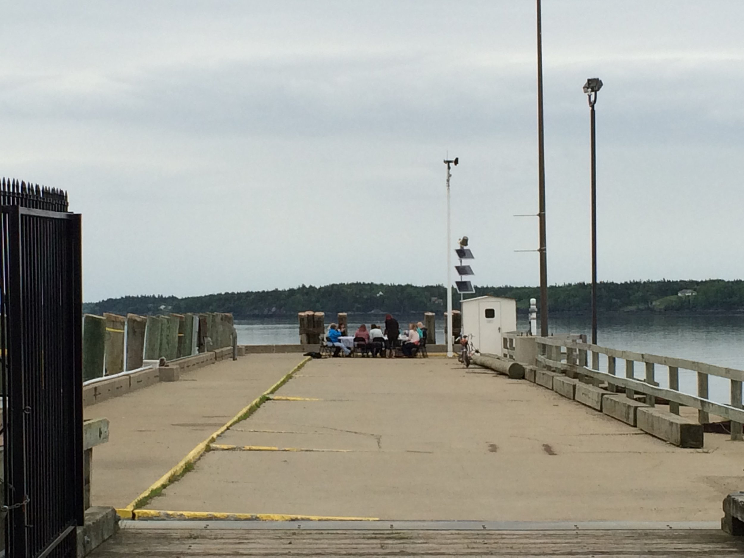 Mood Cookies and Tea at a fishing pier in Eastport, ME