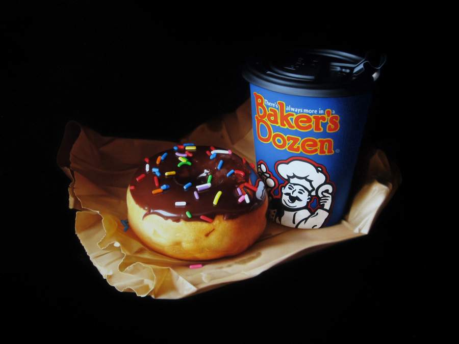  Donut and Coffee. Oil on panel. 