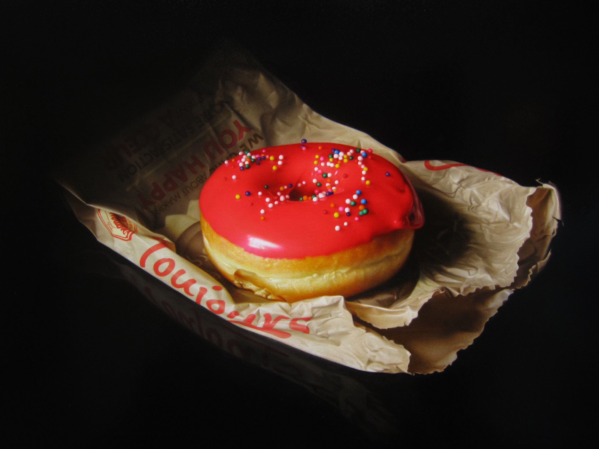  Donut and Bag,&nbsp;Oil on panel. 