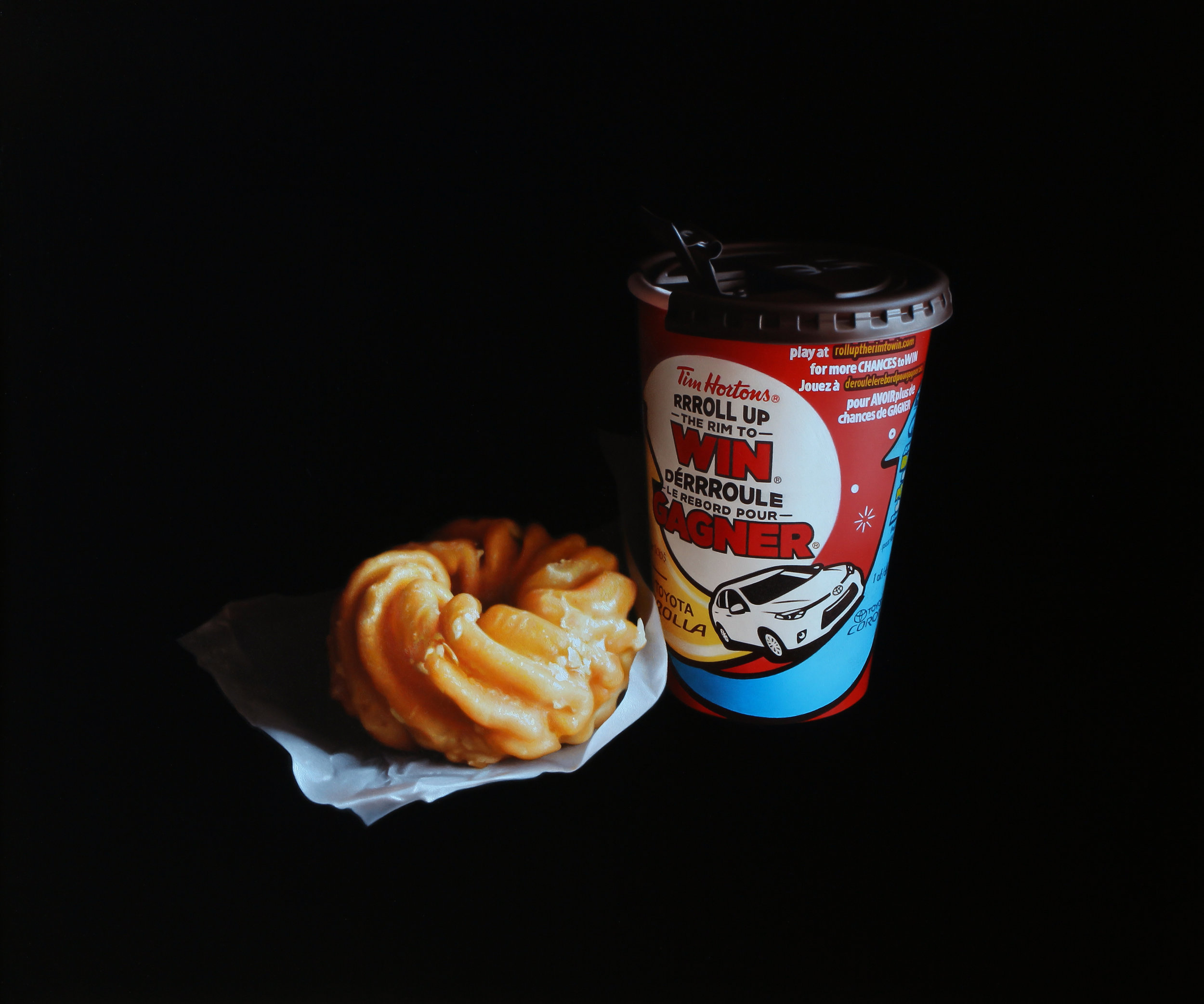  Donut and Coffee.&nbsp;Oil on panel. 