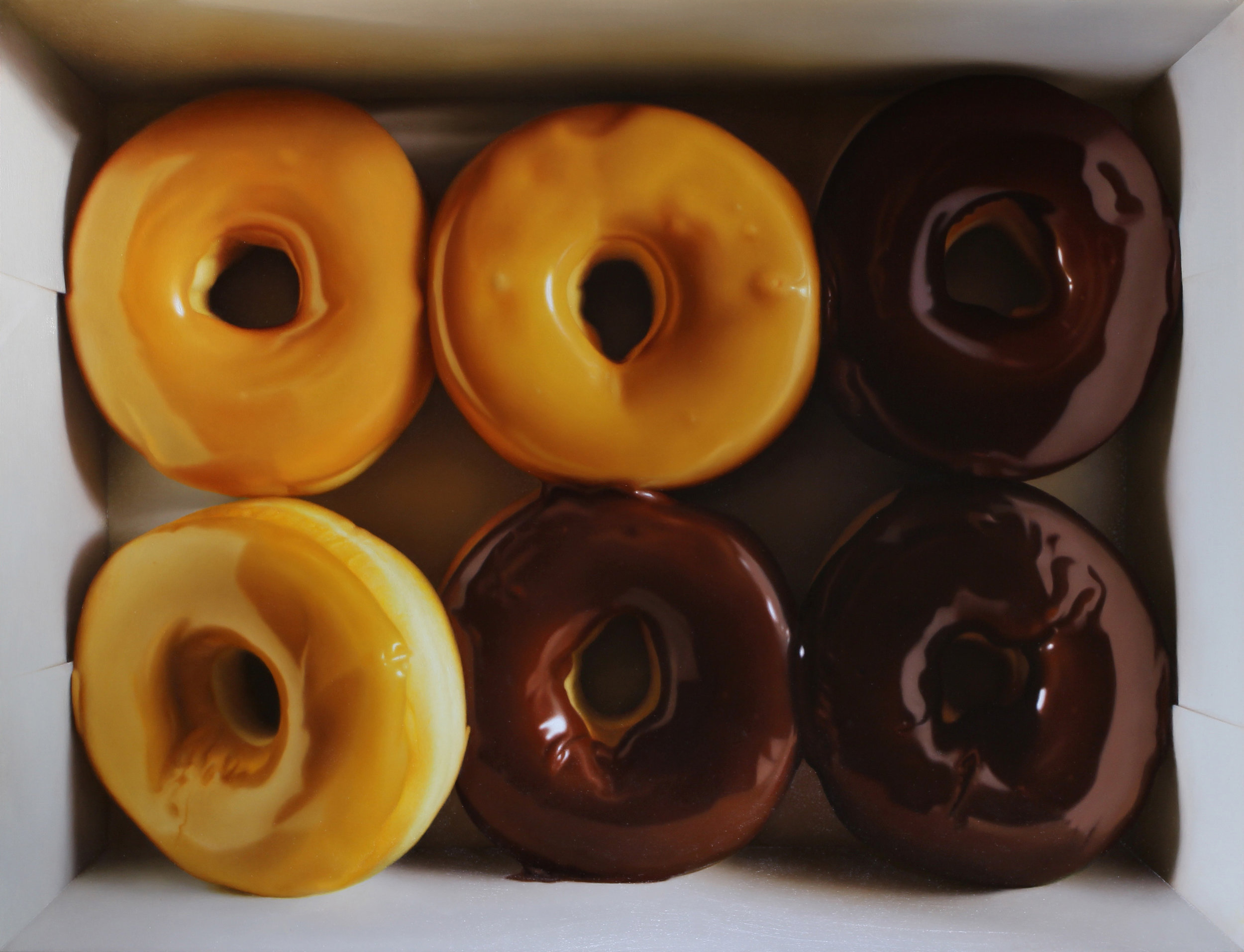  Donut Six Pack.&nbsp;Oil on panel. 
