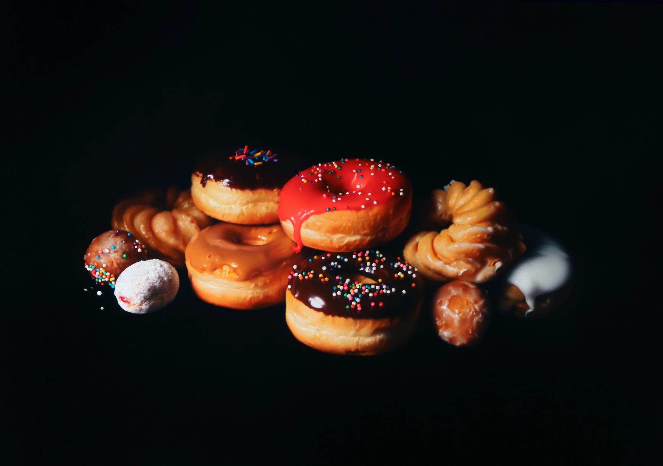Donut Pile. Oil on panel.