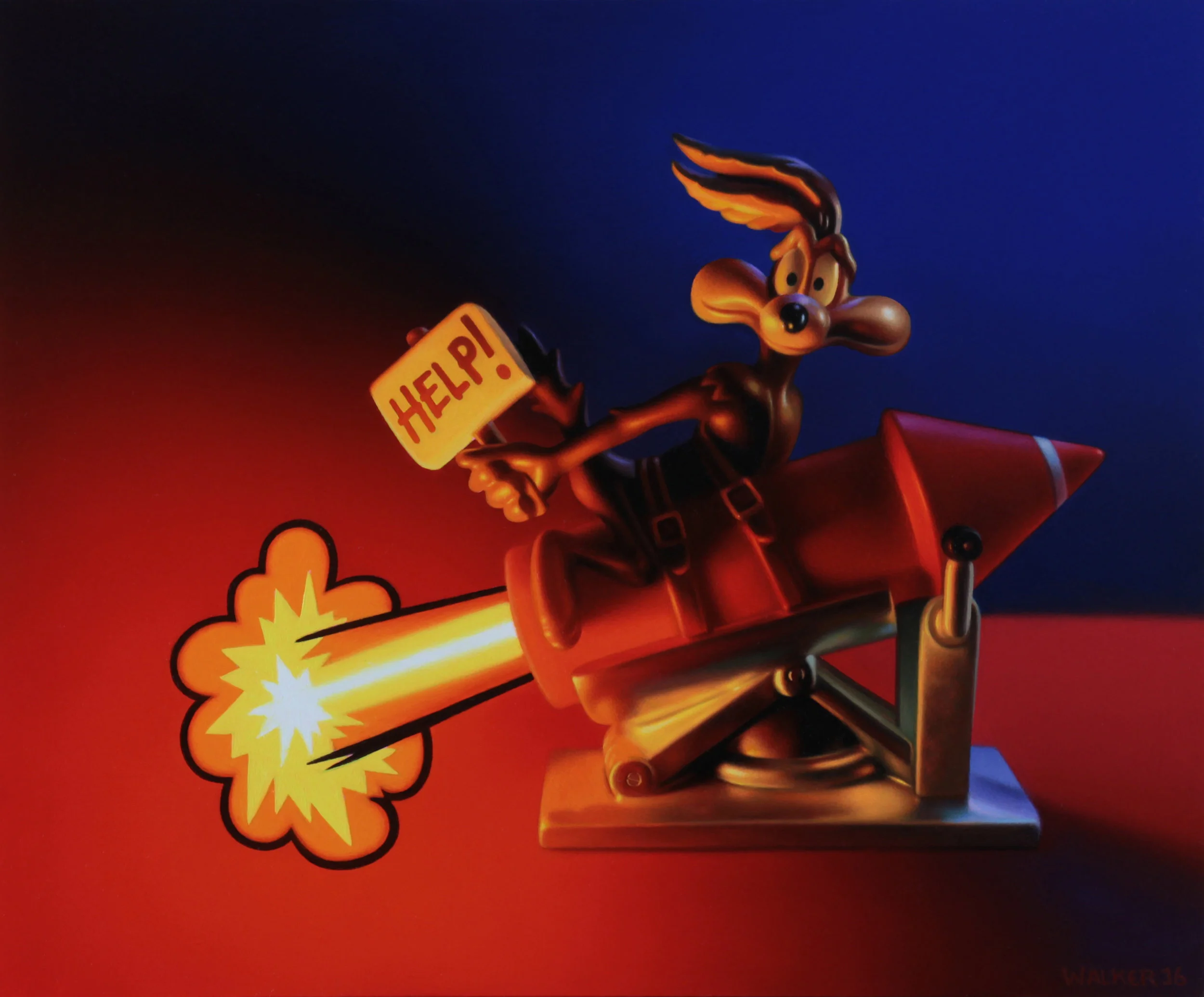 Wile E Coyote. Oil on panel.
