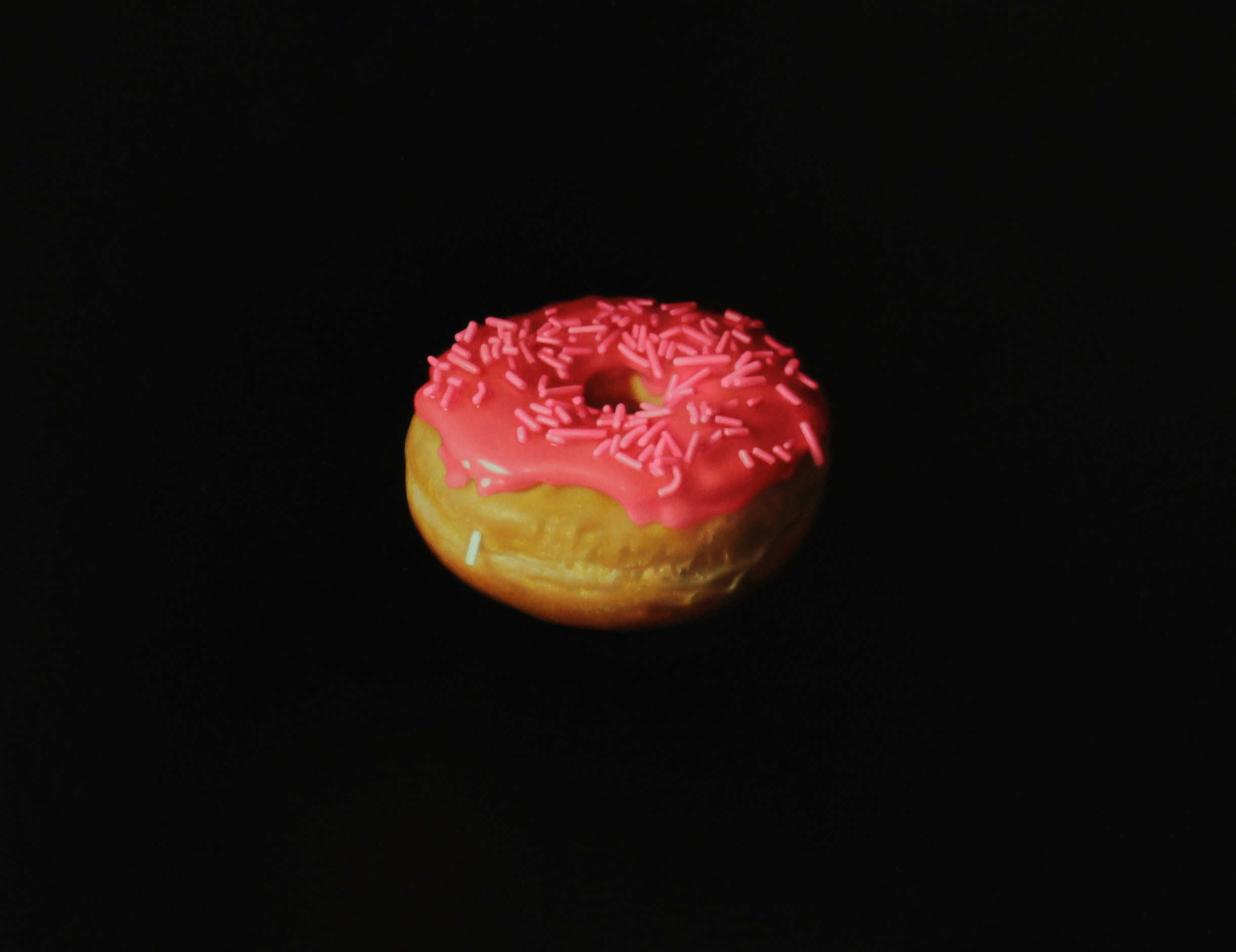  Pink Sprinkle Donut.&nbsp;Oil on panel. 