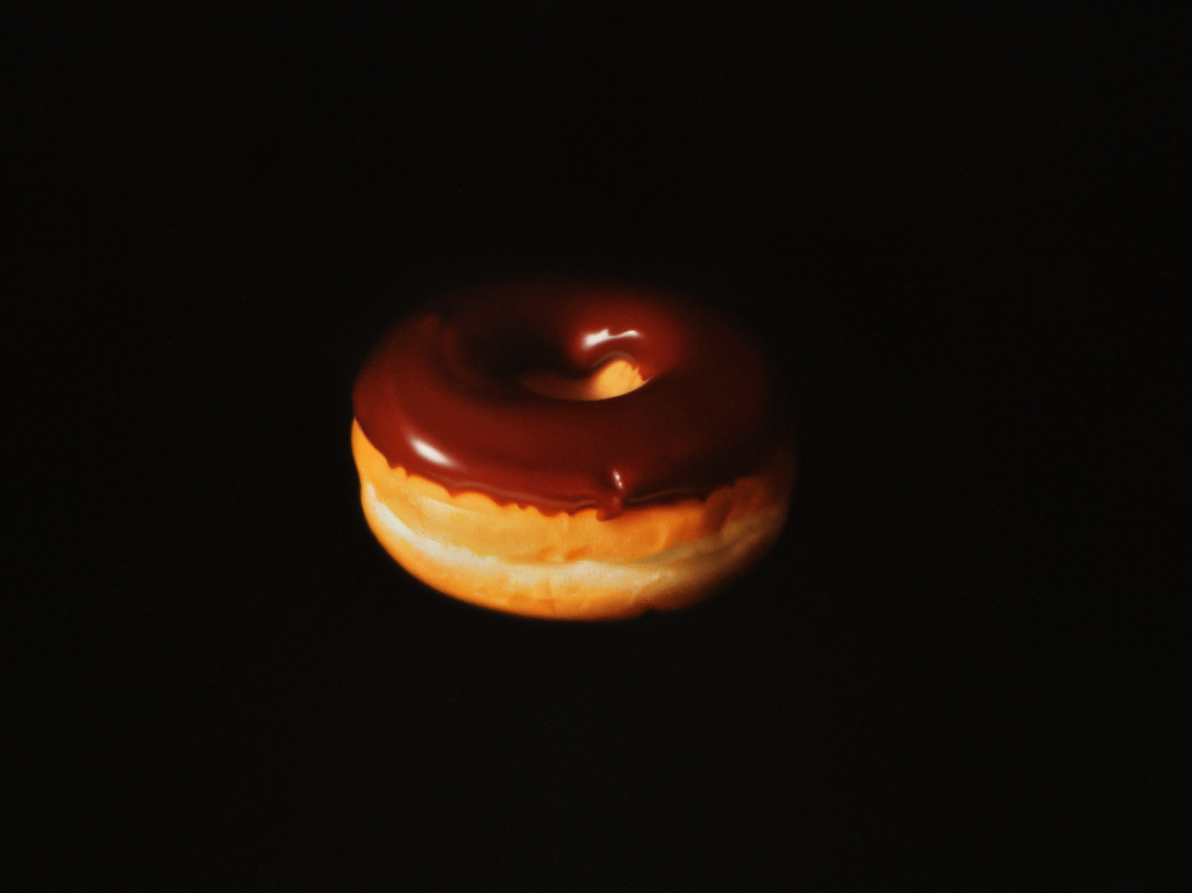  Chocolate Donut.&nbsp;Oil on panel. 