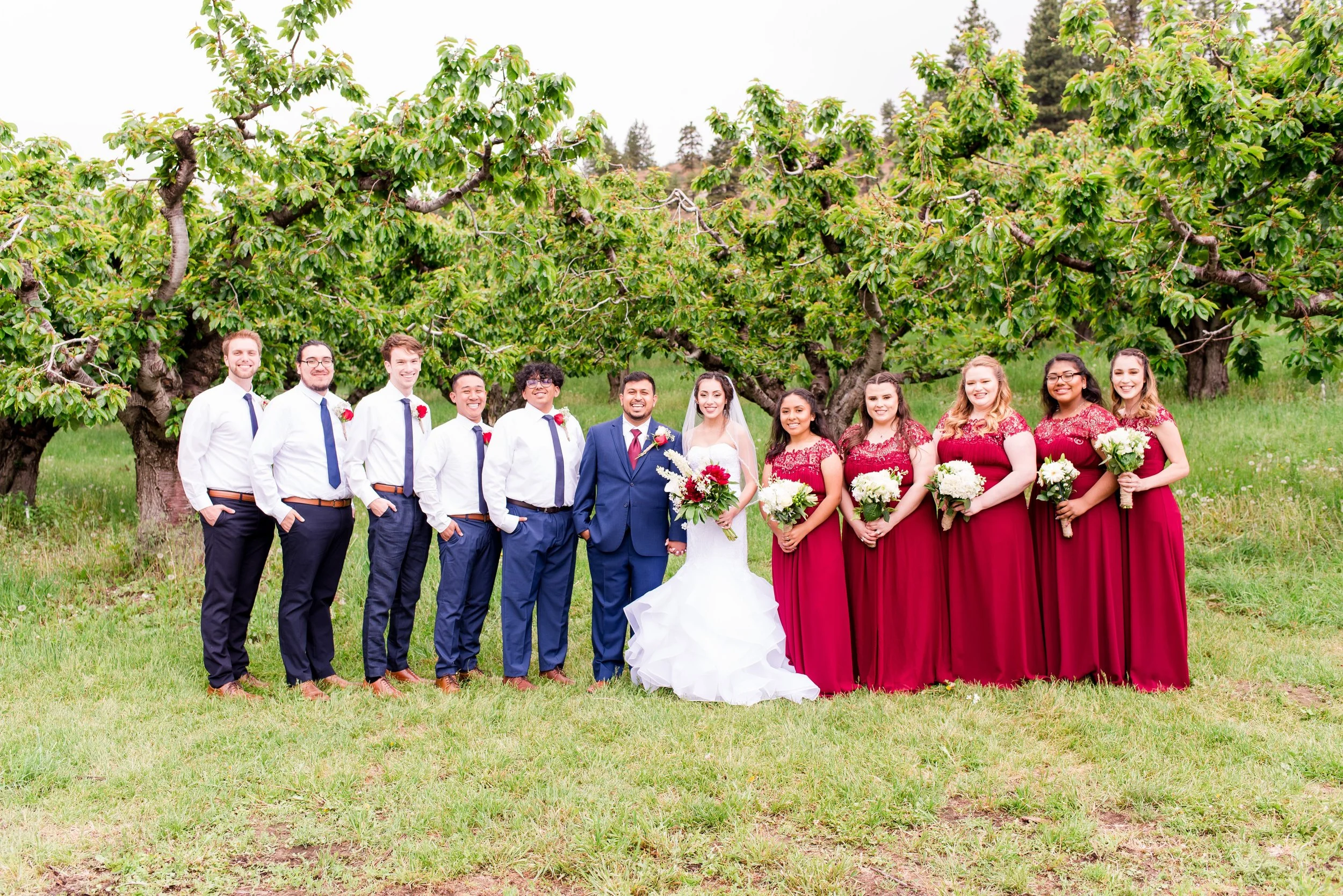 Bridal Party Orchard Photos - Wenatchee, WA Hampton Hideaway White Barn Wedding - Wenatchee, Washington Wedding Photographer - Morgan Tayler Photo & Design - Tri Cities, WA Wedding Photographer
