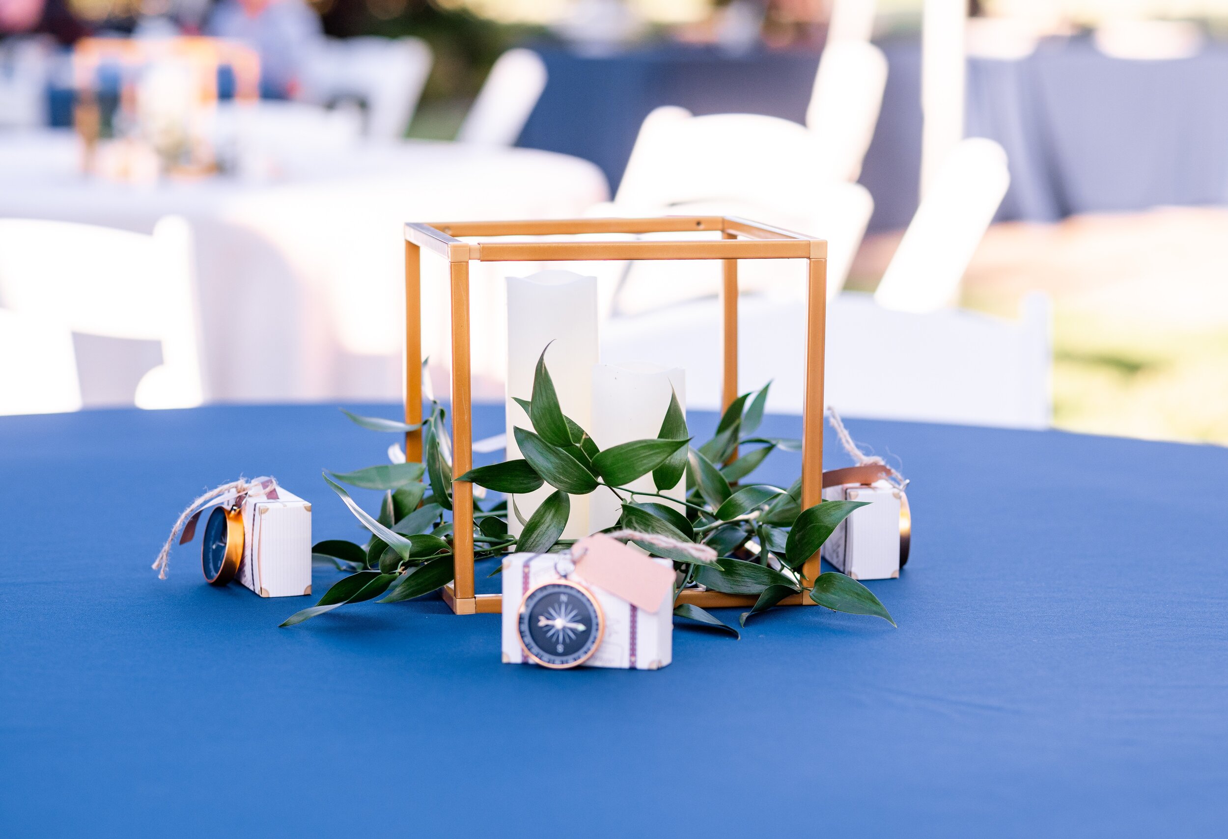 Blue and White Wedding Centerpieces - Tri Cities Pasco Washington Promise Gardens Wedding Photographer - Harper Road Floral - Wedding Decor Centerpiece Inspo