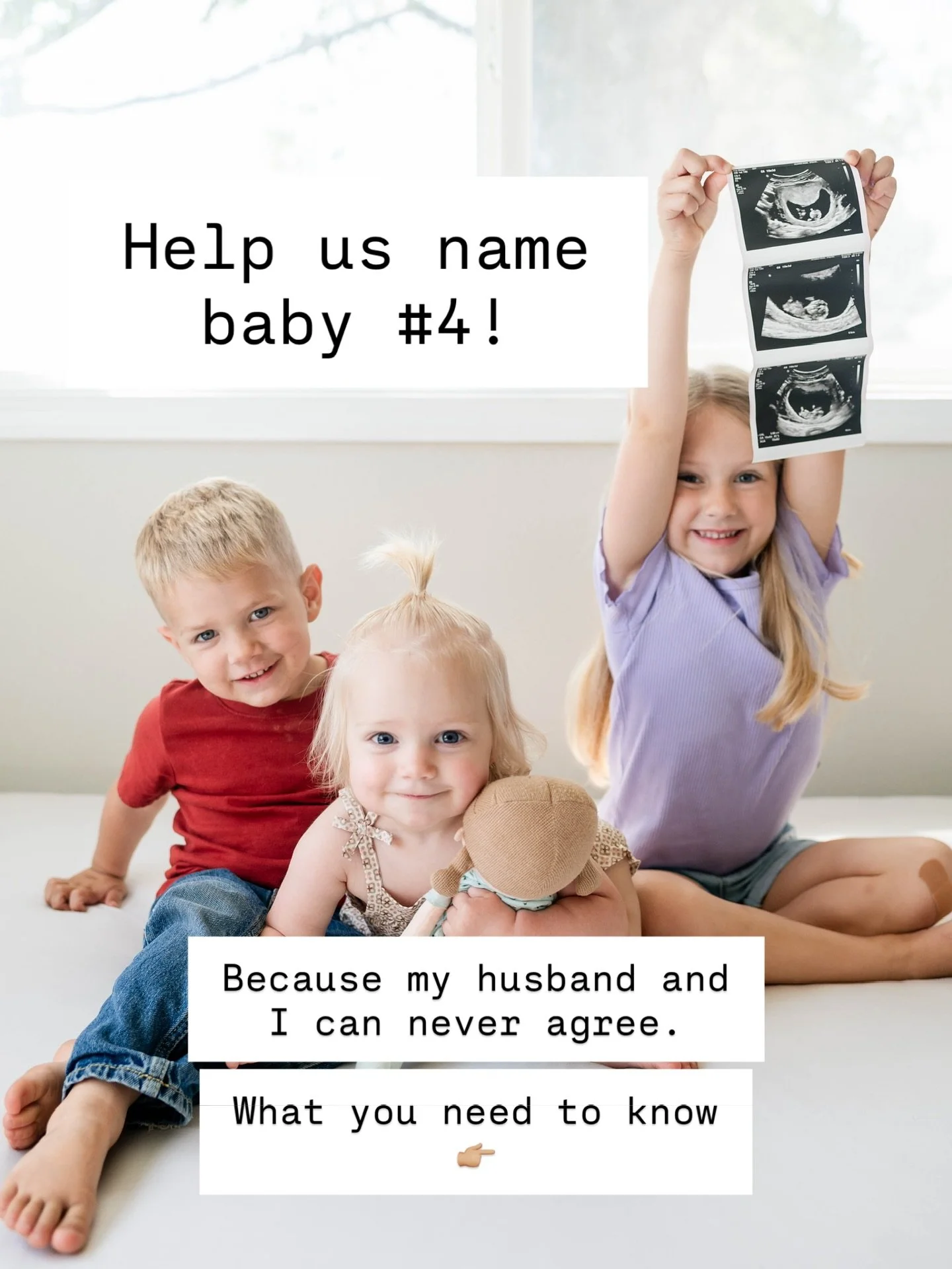 My husband and I have learned that we can never agree on names until we have to, AKA when we&rsquo;re holding the baby at the hospital and need to fill out paperwork🤪

With our last baby, I went in with a list of my top 5 names and he picked the onl