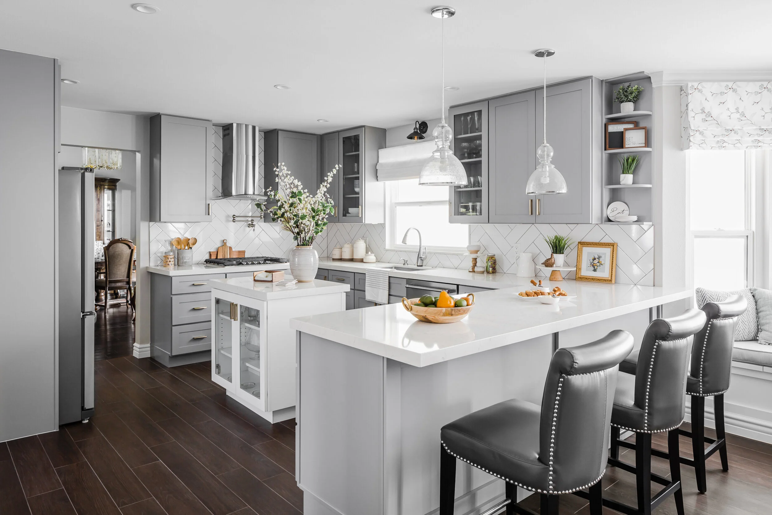 Interior Design | Gray Transitional Kitchen- Rialto, CA