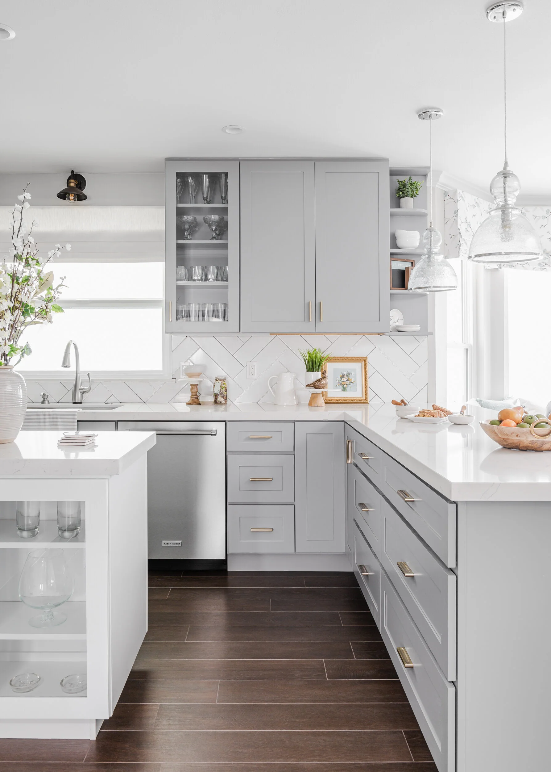 Interior Design | Gray Transitional Kitchen- Rialto, CA