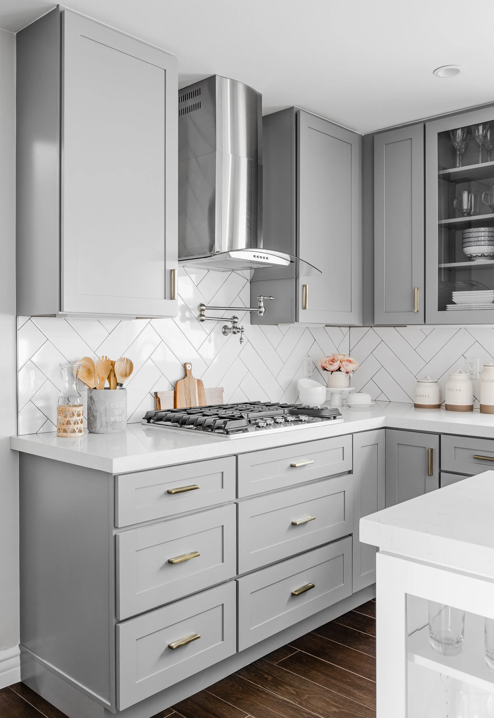 Interior Design | Gray Transitional Kitchen- Rialto, CA