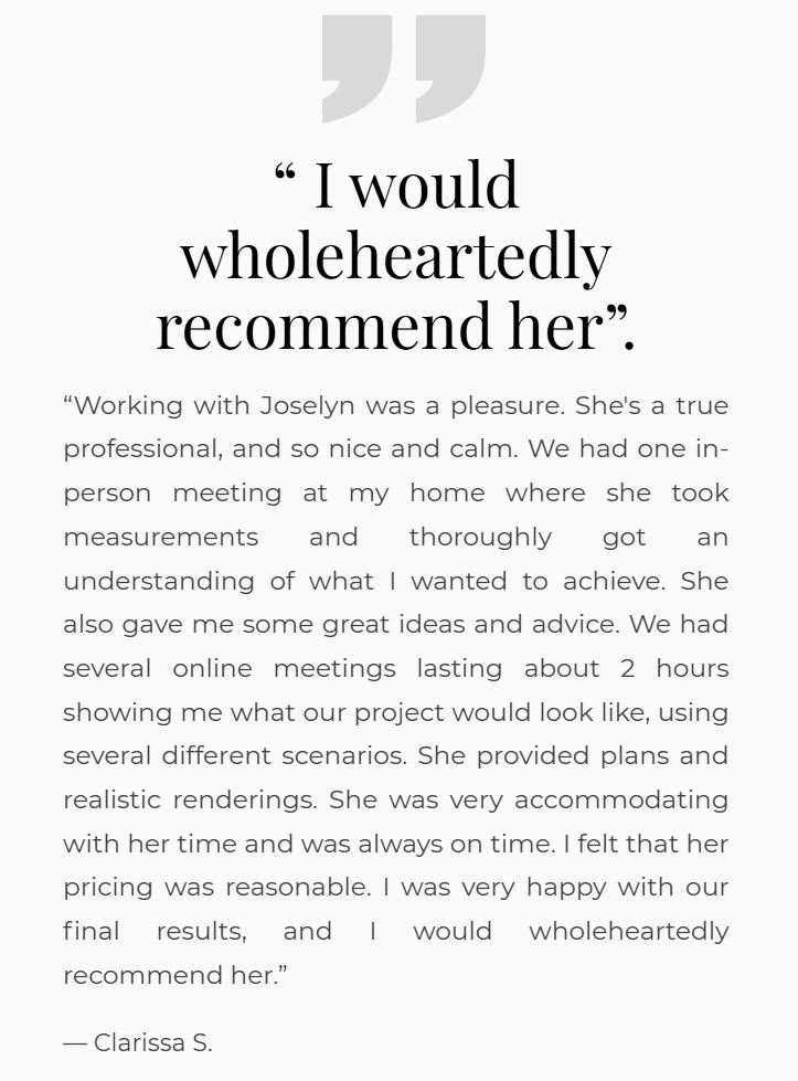 Joselyn Rendon Interiors Review Clarissa S.