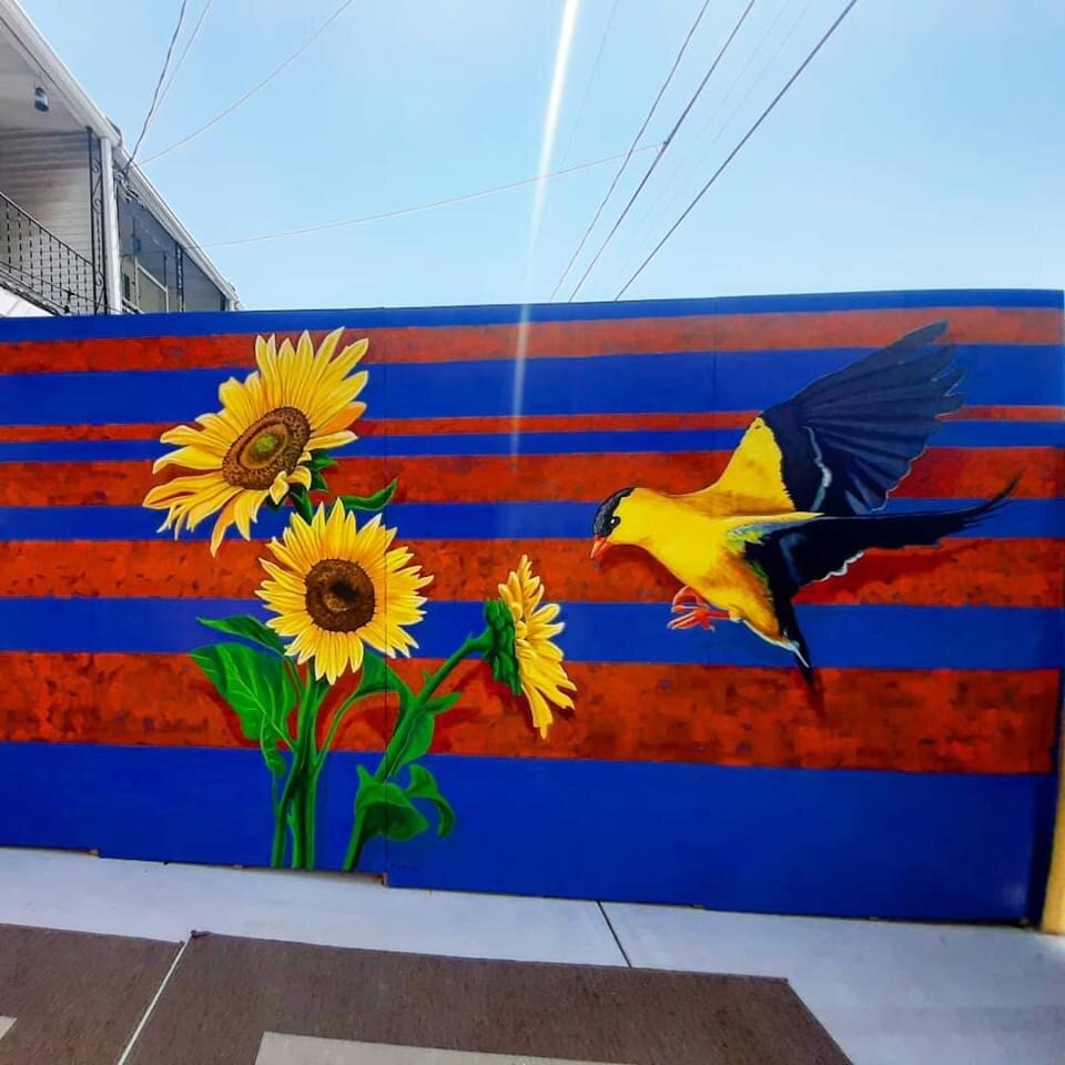 Goldfinch and Sunflowers