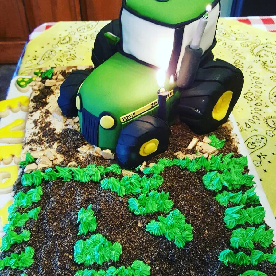 tractor garden cake