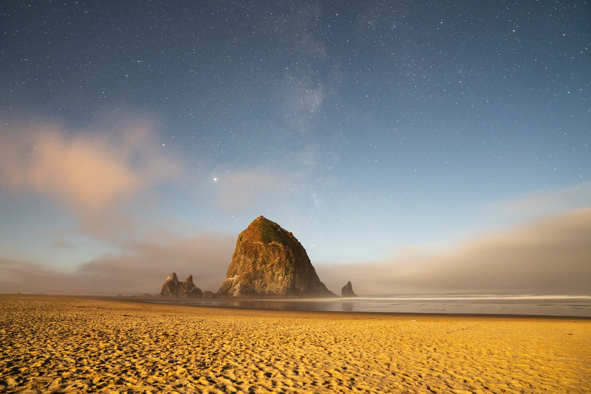 Haystack Rock  - Canon Beach at night
