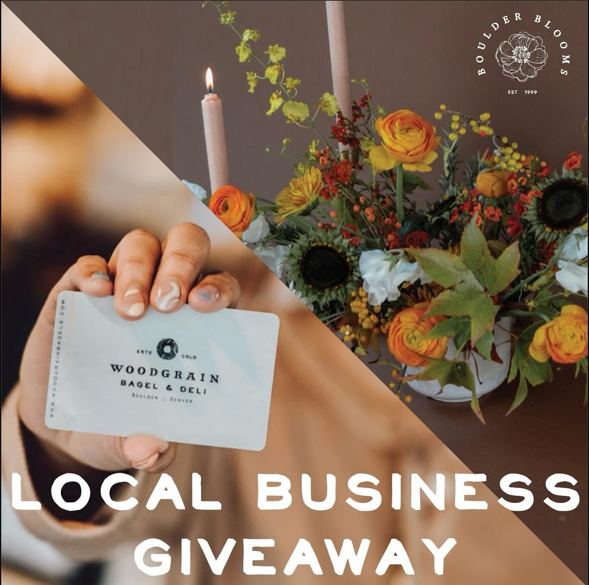 Thanksgiving Giveaway with Bagels and Blooms ✨ @woodgrainbagels and @boulderblooms are teaming up to gift one of our customers..
&bull; A Floral Thanksgiving Centerpiece 💐 
&bull; $50 WoodGrain Gift Card 
To enter..
🥯 Like this post 
💐 Follow both
