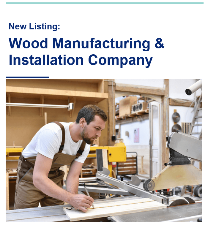 Business for Sale Wood Manufacturing Company