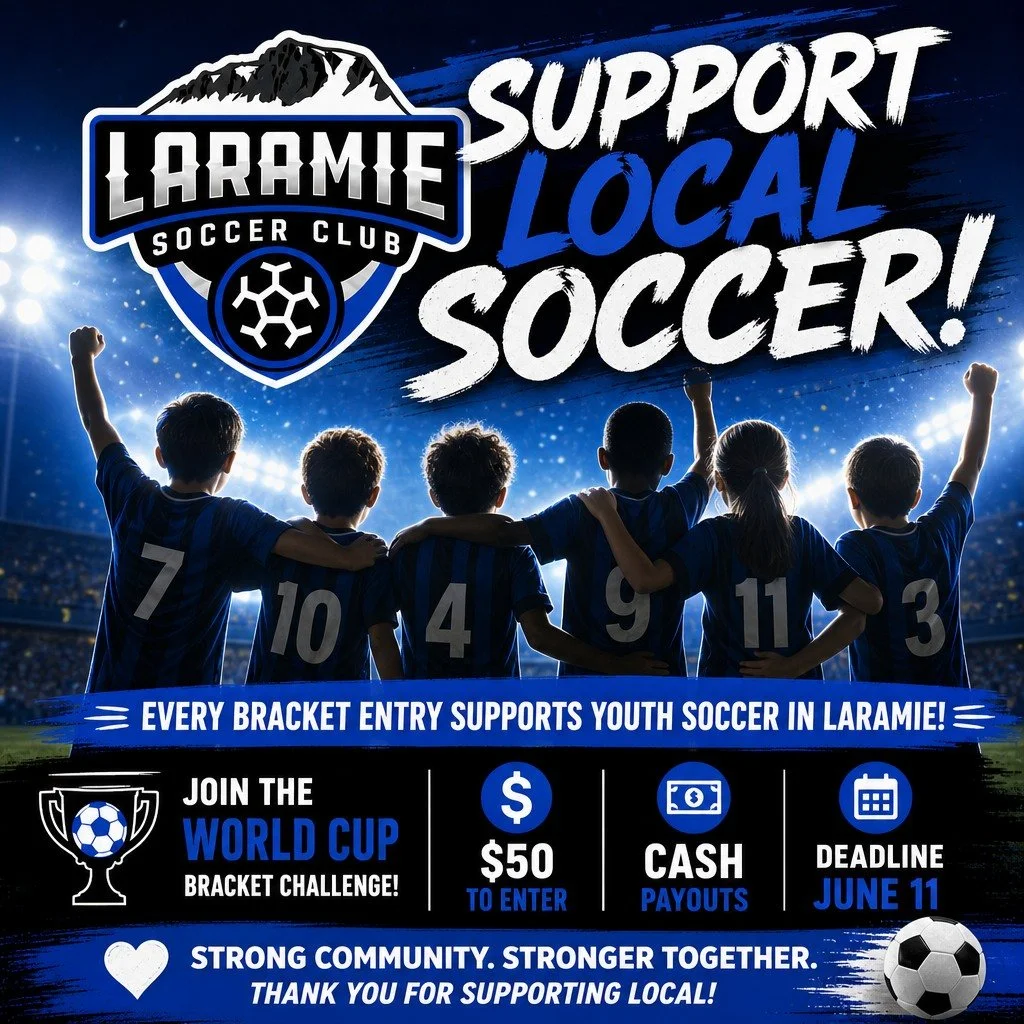 Every bracket entry helps fund youth soccer right here in Laramie! ⚽️
Join the World Cup Bracket Challenge today &mdash; it&rsquo;s fun, competitive, and for a great cause.
💰 $50 to enter | 🏆 Cash payouts | 📅 Deadline June 11
🔗 Enter now &rarr; l