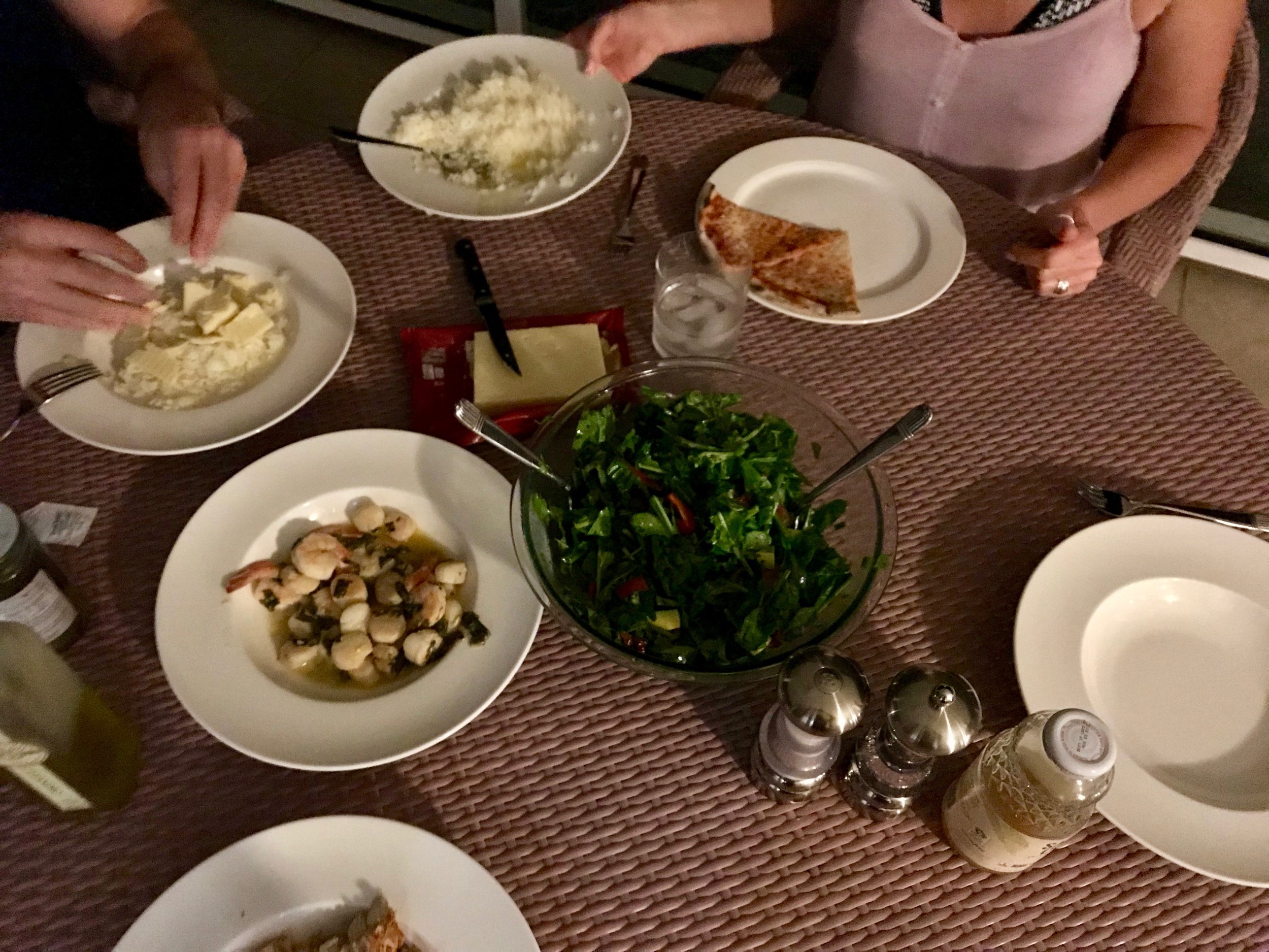 home made dinner on the balcony