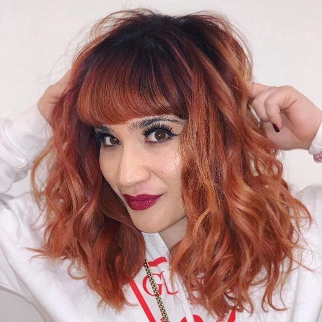 Holiday hair is here!! #curlspoppin #banginbangs #cinnamonhair #losangeleshairstylist @delfoxglove