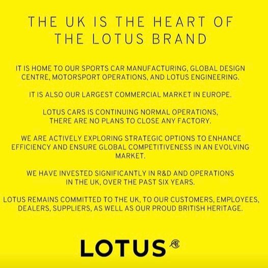Good to see an official Lotus response to yesterdays speculation...