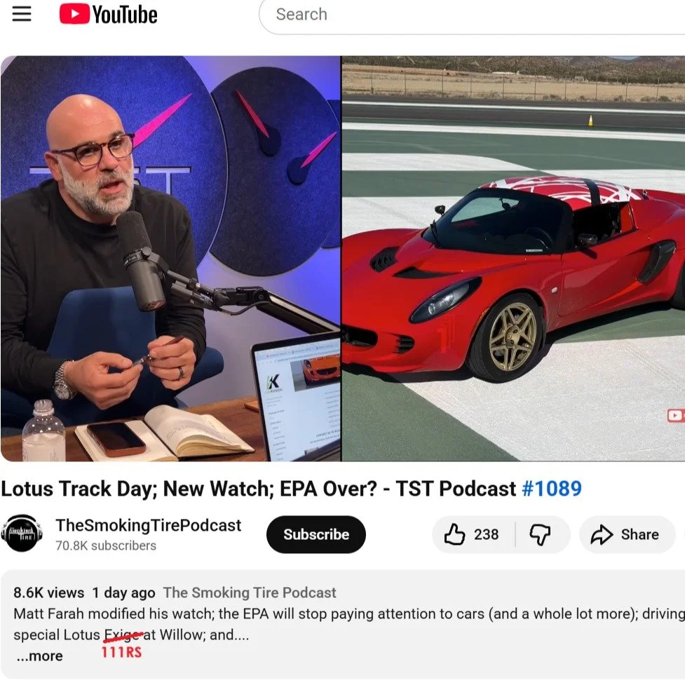 Our 111RS was featured on @thesmokingtire podcast a couple of days ago. You can see it on their YT channel.
