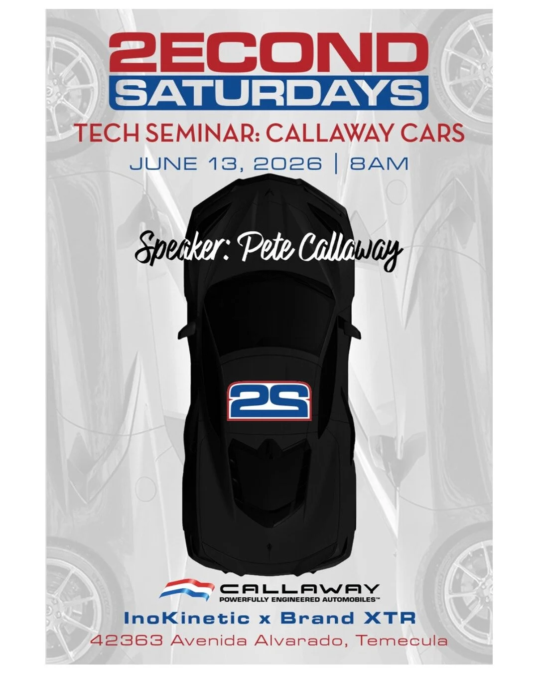 Save the date. This Tech Seminar should be a fun one for all the gearheads. Pete Callaway @callawaycars will be joining us to discuss some of their newest kits. We should have an E-ray and/or a Camaro that we are installing one of their well sorted S
