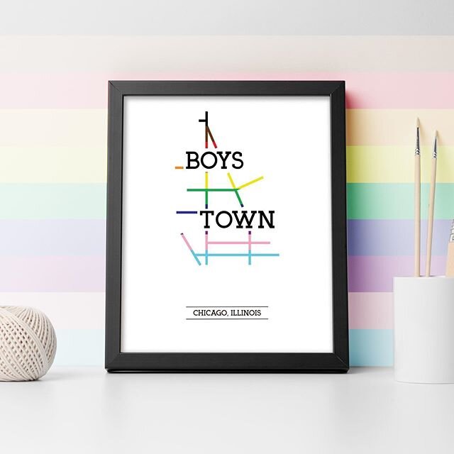 In honor of Pride Month, I have a new Boystown &ldquo;Street Typography&rdquo; print in the Etsy shop. Link in bio