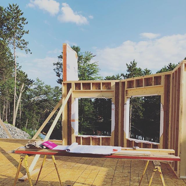 Excited to see the first walls going up today on this modern + rustic lake house project 🏡🌲⛵️