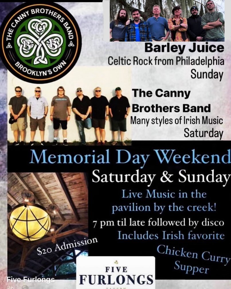 We&rsquo;re looking forward to an amazing Memorial Day weekend.  Our first show will be at Five Furlongs.  The food is tasty, the Guinness is tight, so come on down and dance all night.  We&rsquo;ll be starting up at 7pm, see you all there.  #brookly