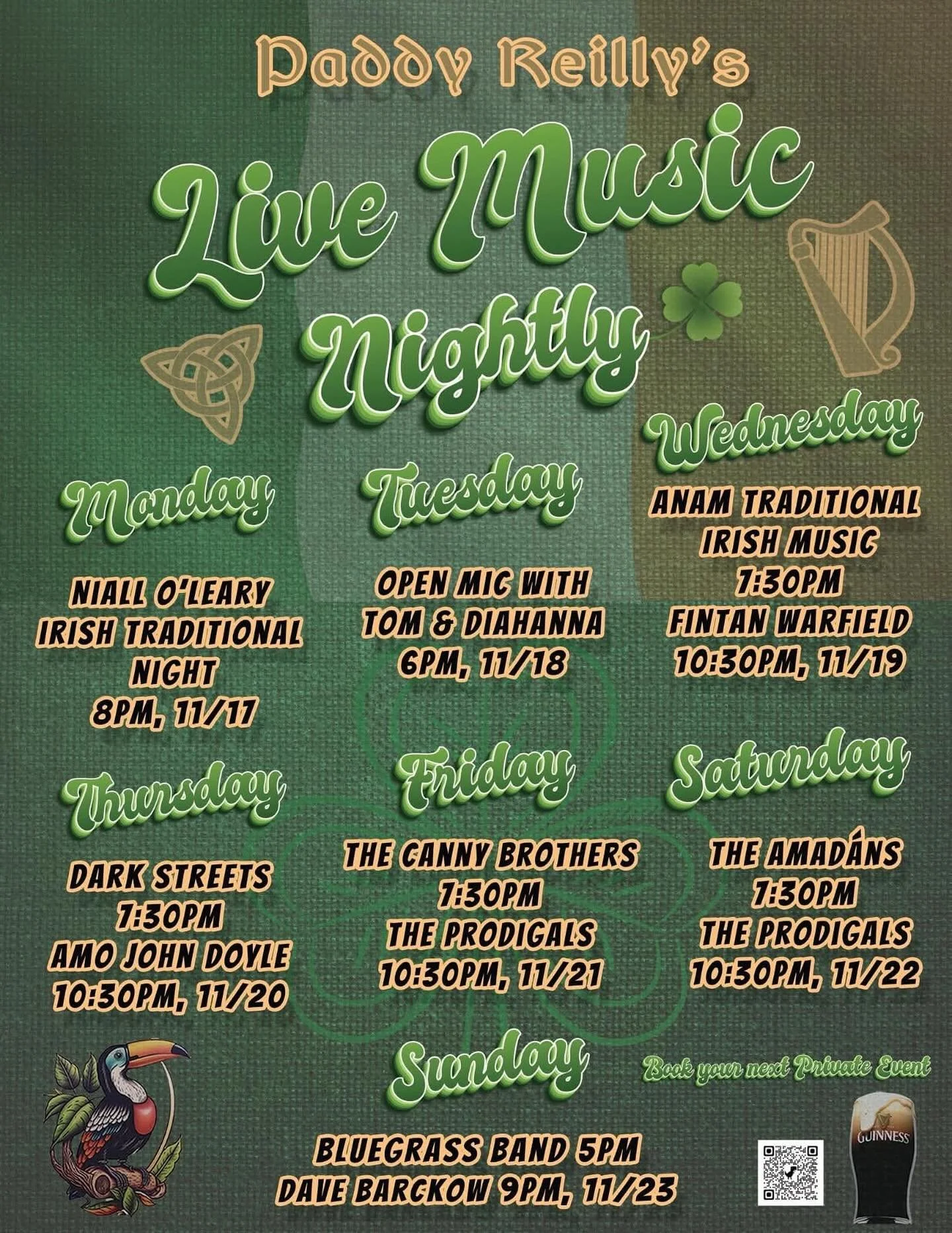 We&rsquo;ll be back at @paddyreillys on Friday night starting at 7:30pm. Let&rsquo;s do this!! #brooklynsown #cbb #nyc #celticrootsrock #celticfolk #celticpunk #goodcraic #livemusic #celticjam #paddyreillysmusicbarnyc #goodtimes #friday #november21st