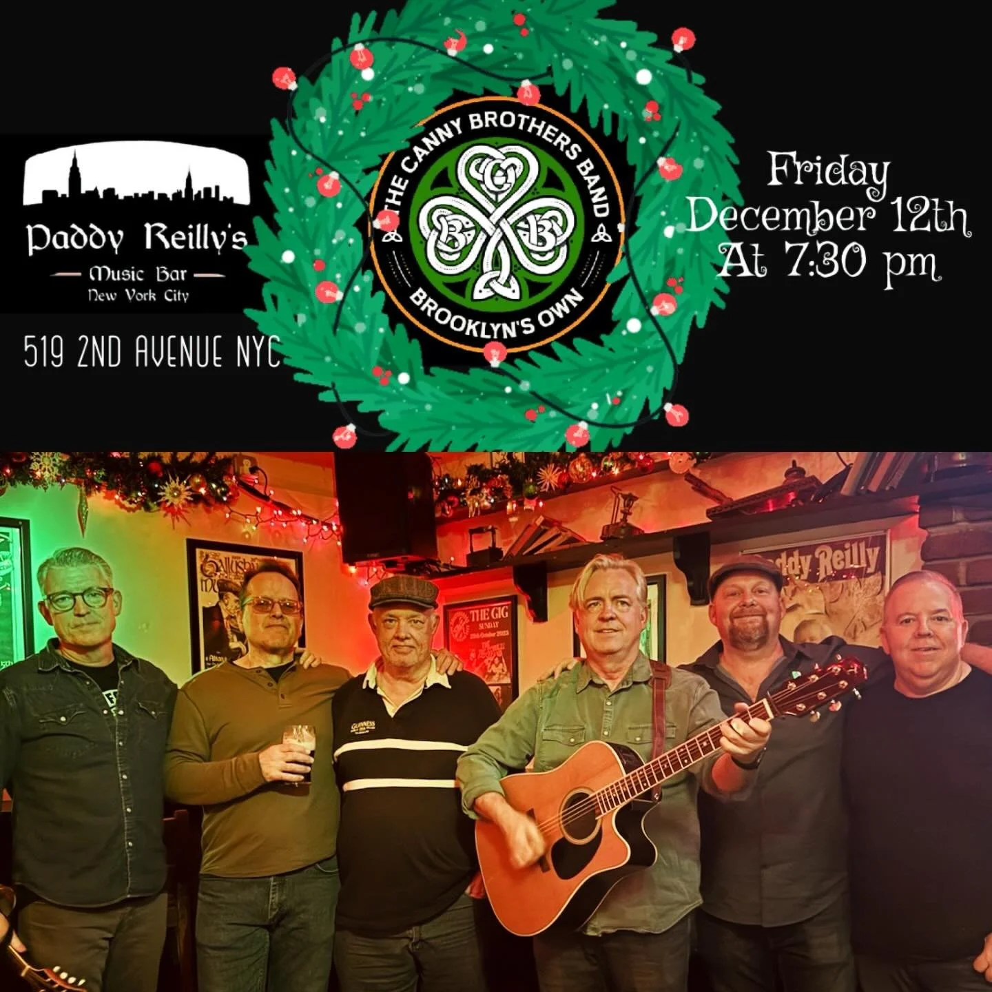 Less than a week to go before our last show of the year at @paddyreillys . Come join in on all the festivities!!#brooklynsown #cbb #nyc #lastshowoftheyear #celticrootsrock #celticfolk #celticpunk #celticjam #goodcraic #keithsbirthday #celebration #fe