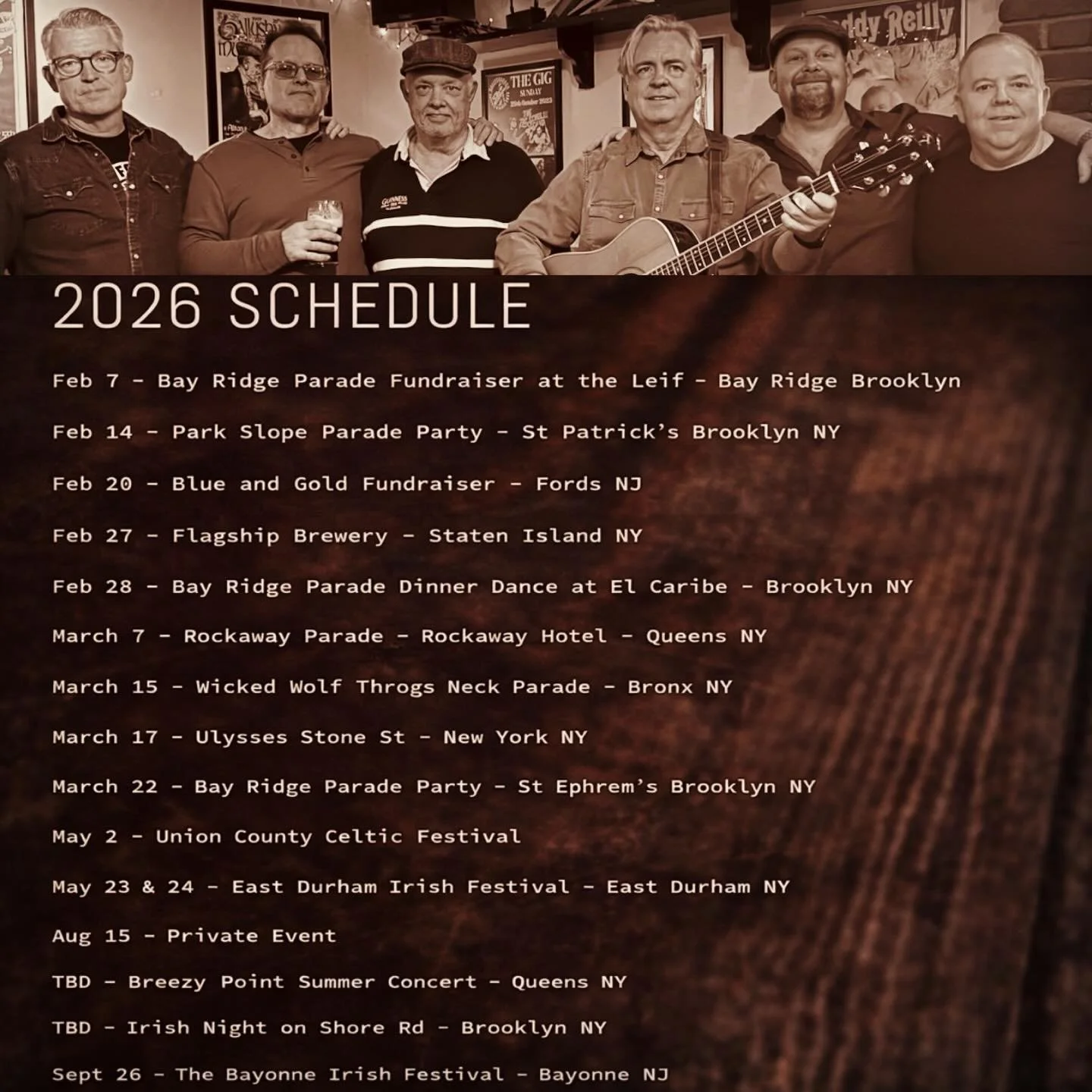 Here&rsquo;s an early peek at the 2026 schedule.  We have additional shows coming and we can&rsquo;t wait to get things up and running again, see you all soon!! #brooklynsown #cbb #celticrootsrock #sneakpeek #2026tour