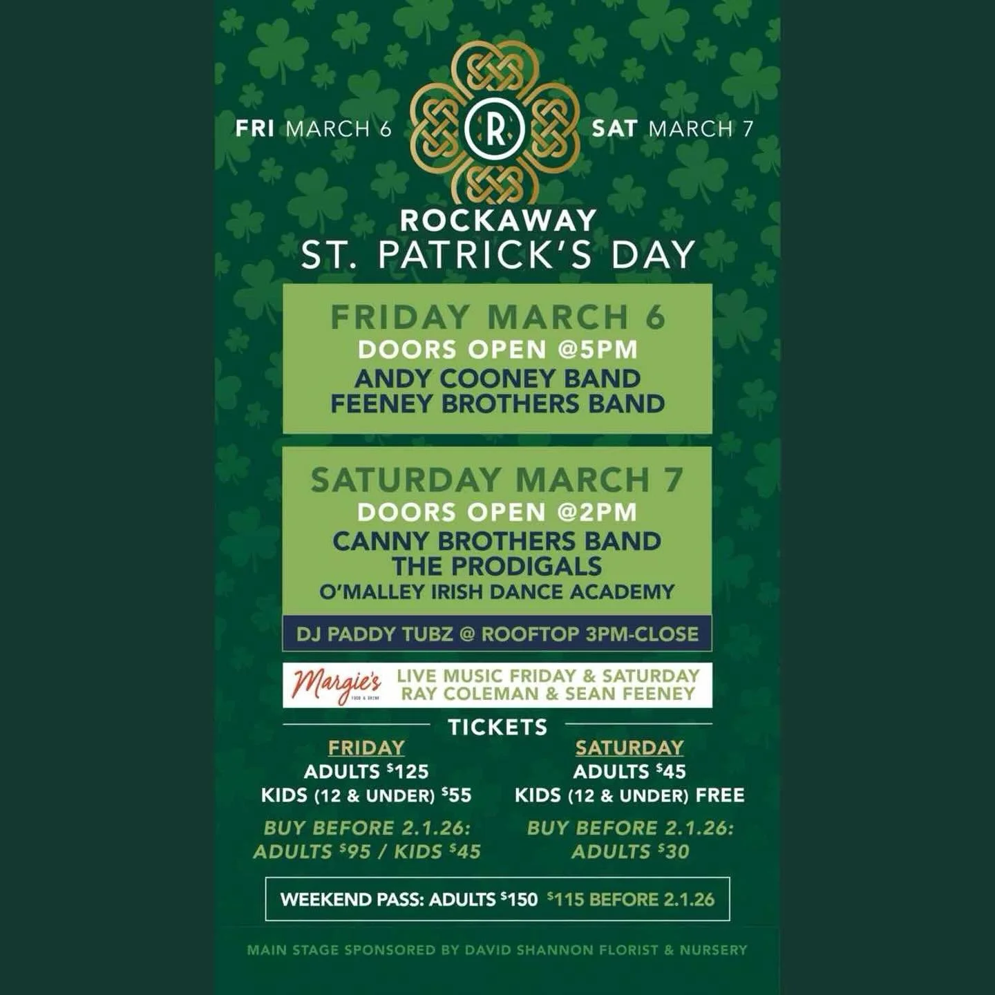Make sure to buy your tickets for the Rockaway St. Patrick&rsquo;s Parade weekend at the @therockawayhotel @therockawayhotel.__ , This is going to be a great weekend of music and fun for all ages!!!#rockawaystpatricksdayparade #rockawayhotel #buyyour