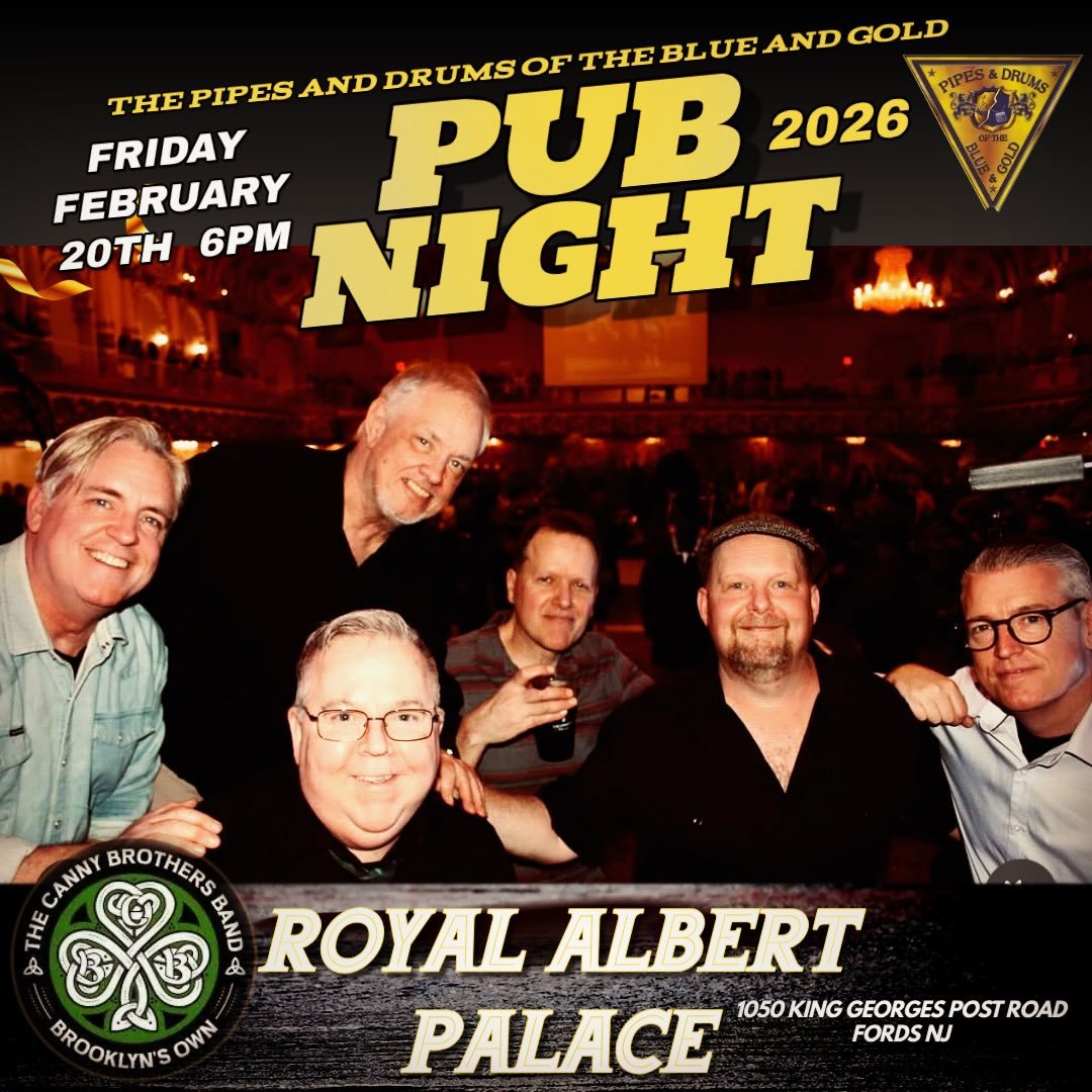 We&rsquo;ll see you tonight at The Royal Albert&rsquo;s palace in Fords New Jersey for Pub Night honoring the 40th Anniversary of The Pipes and Drums of the Blue and Gold!! #brooklynsown #cbb #celticrootsrock #pipesanddrumsoftheblueandgold #wintertou