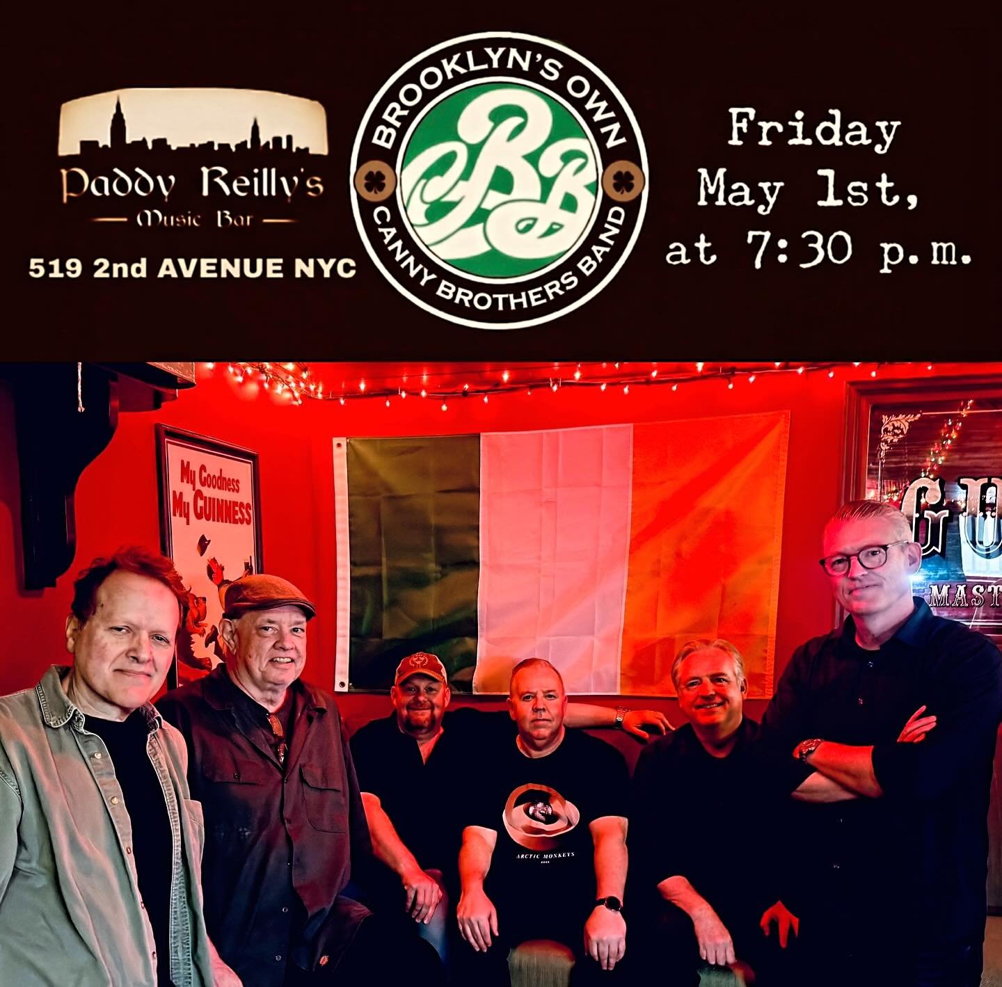 We&rsquo;re back at it again tonight at @paddyreillys . Make sure to stop by after work and join us for a fun night of music and shenanigans. Show time is 7:30pm, see you then. #brooklynsown #cbb #celticrootsrock #fridaymay1st #paddyreillysmusicbarny