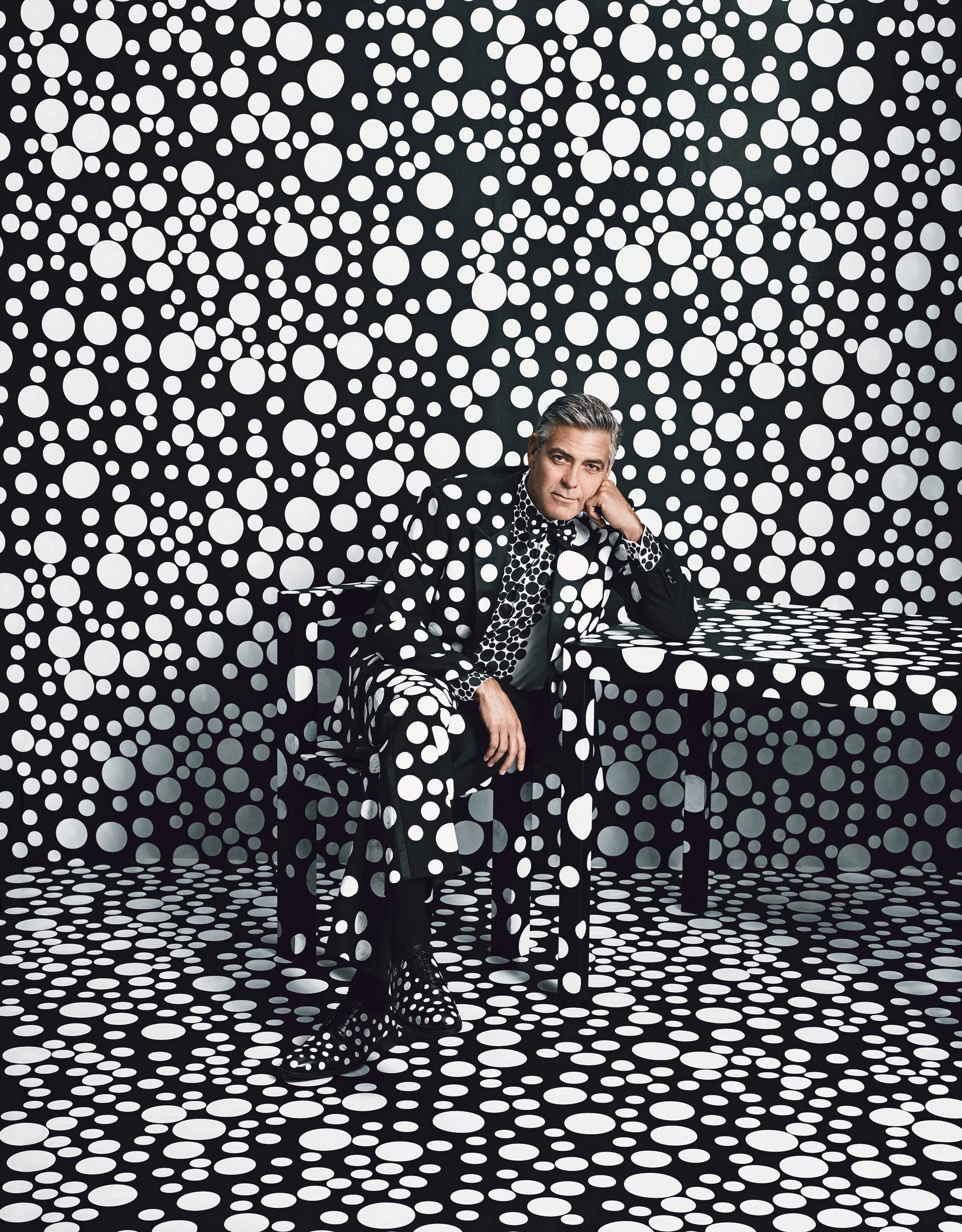 George Clooney, a la Yayoi Kusama, W Magazine , 2013