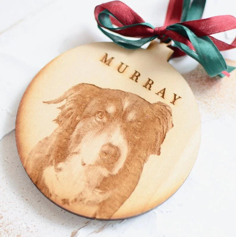 Custom Pet Portrait Laser Cut Engraved Christmas Ornament WOOD — Do  Tell Designs