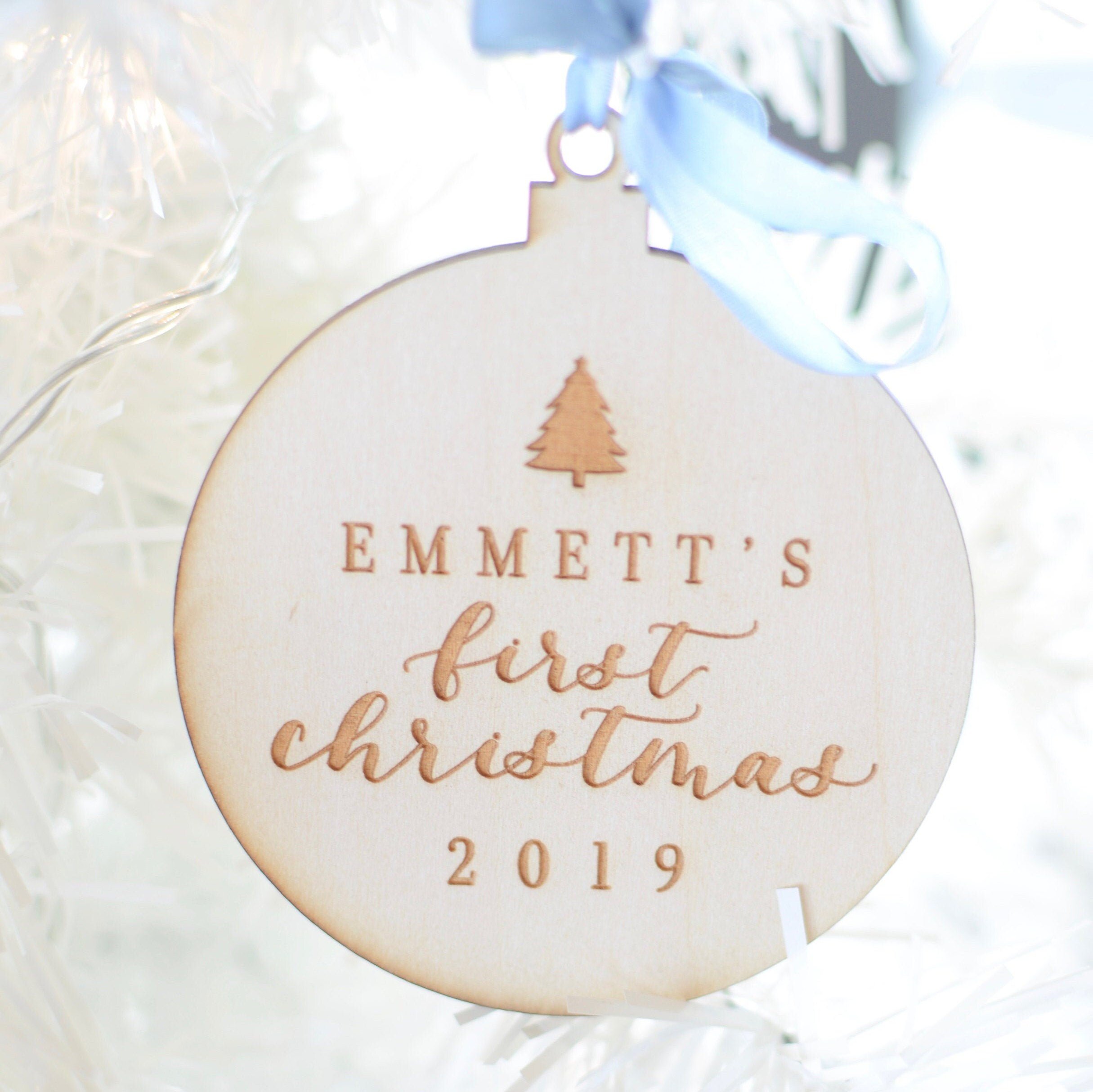 Baby's First Christmas Ornament, Custom Hand Lettered Calligraphy Laser Cut  Engraved, Baby Christmas, 1st Christmas, newborn, Keepsake — Do Tell