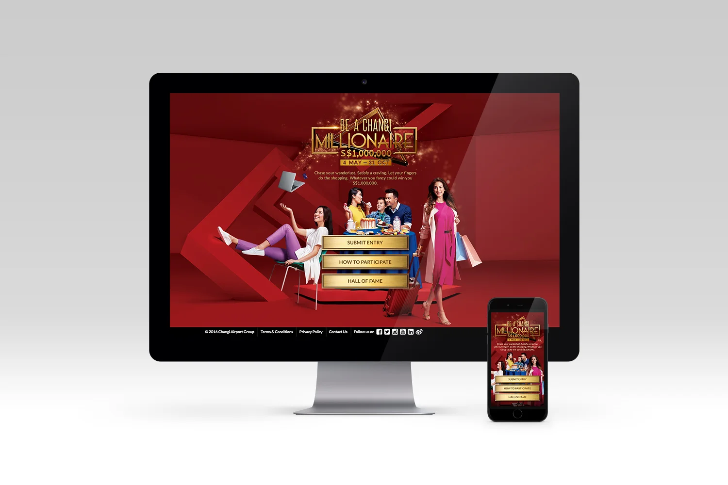 The Changi Millionaire 2016-2017 microsite was designed to draw not just online but offline users to participate in the grand draw. For the first time since the yearly event began, participants were allowed to submit their entry forms online and ear
