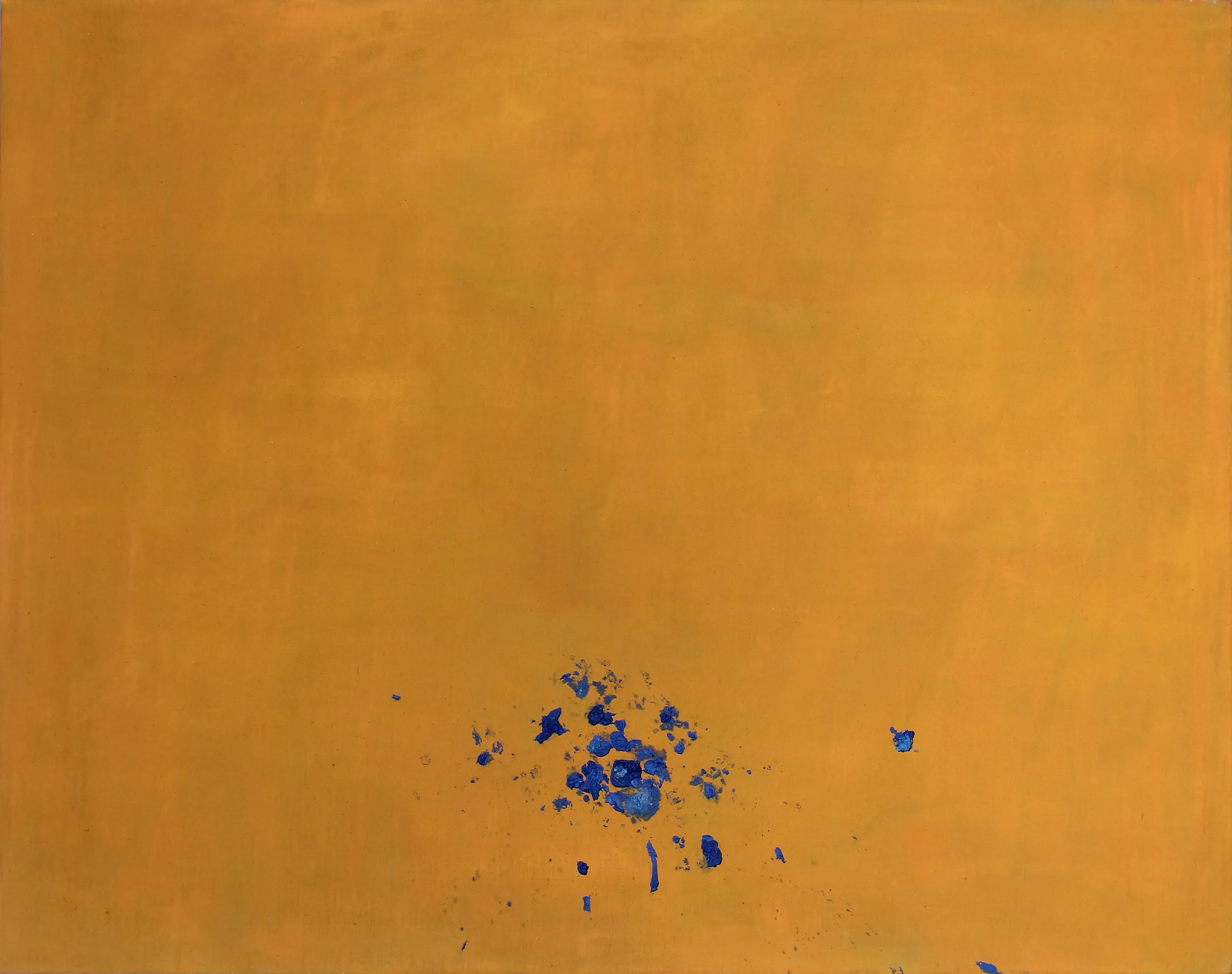 Blue flowers in the woods 2017,  oil, died flower and wax on canvas, 52 x 44