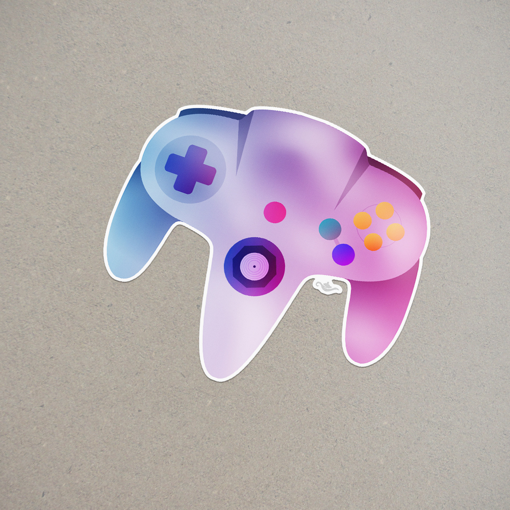 Nintendo 64 Controller Sticker Decal For Laptop Or Any Flat Surface Grantedesigns