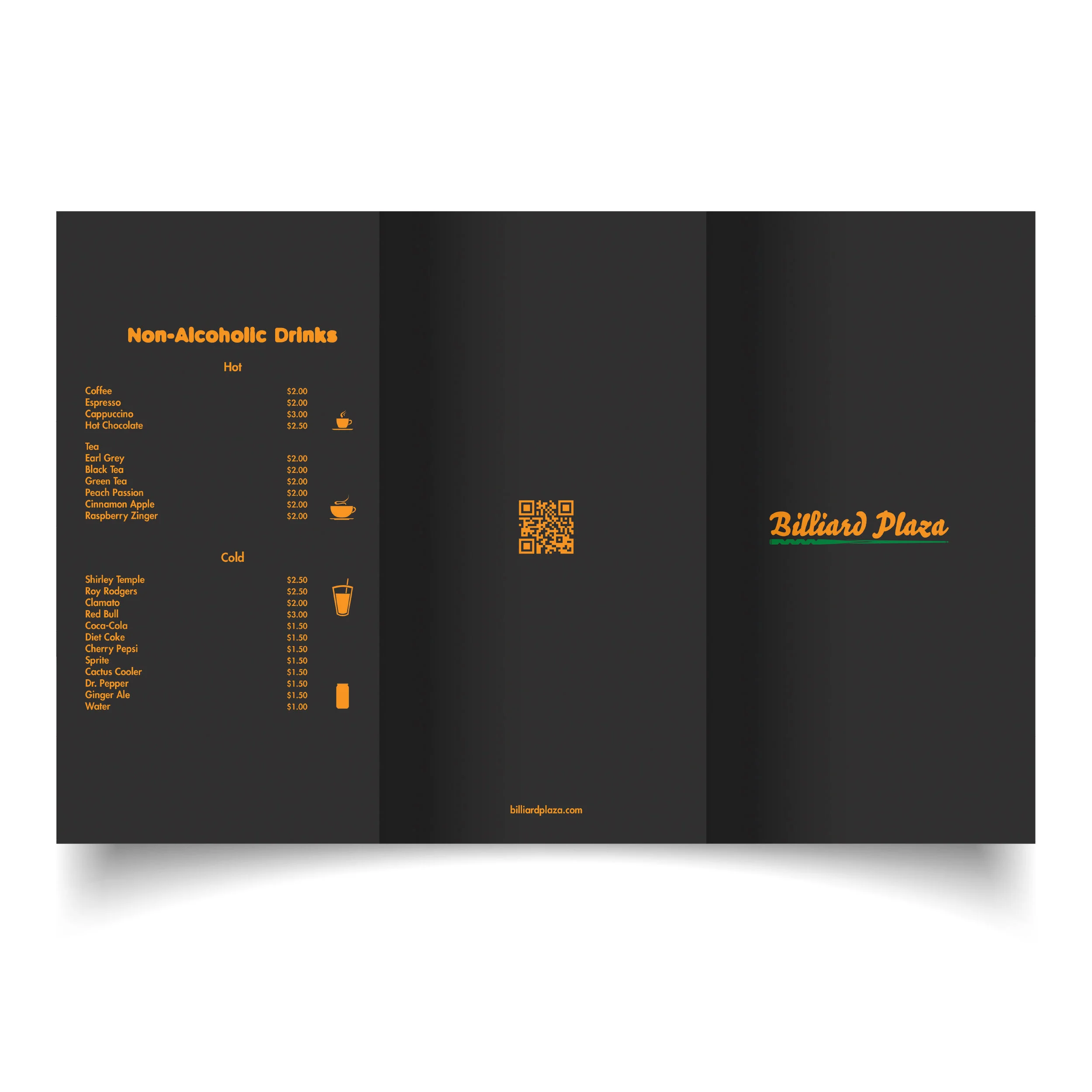 Billiards Plaza Menu Outside