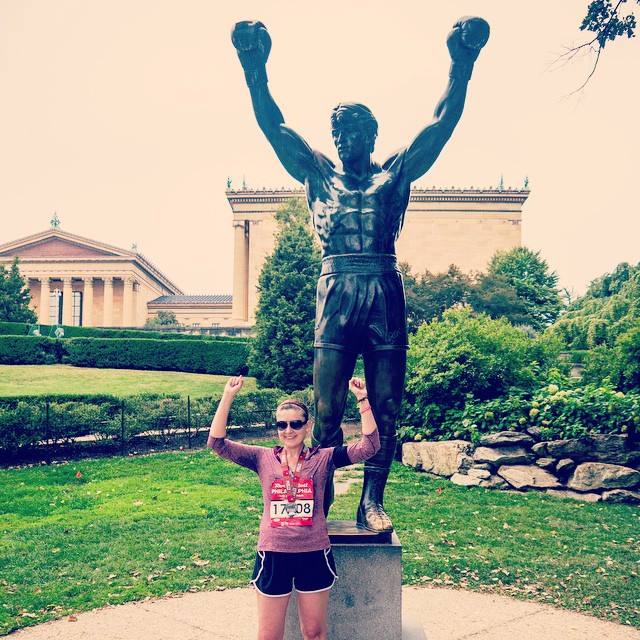 Rocky and me, after the Philadelphia Rock 'n' Roll Half Marathon