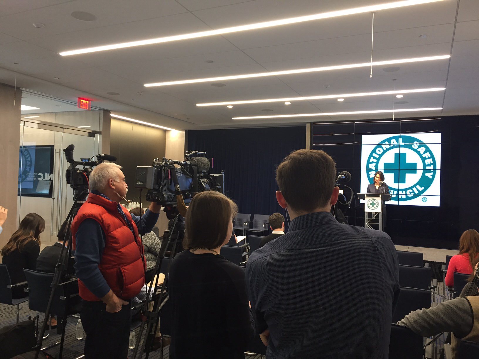 Preparing to speak with the NSC for CBS News (note the cameraman).