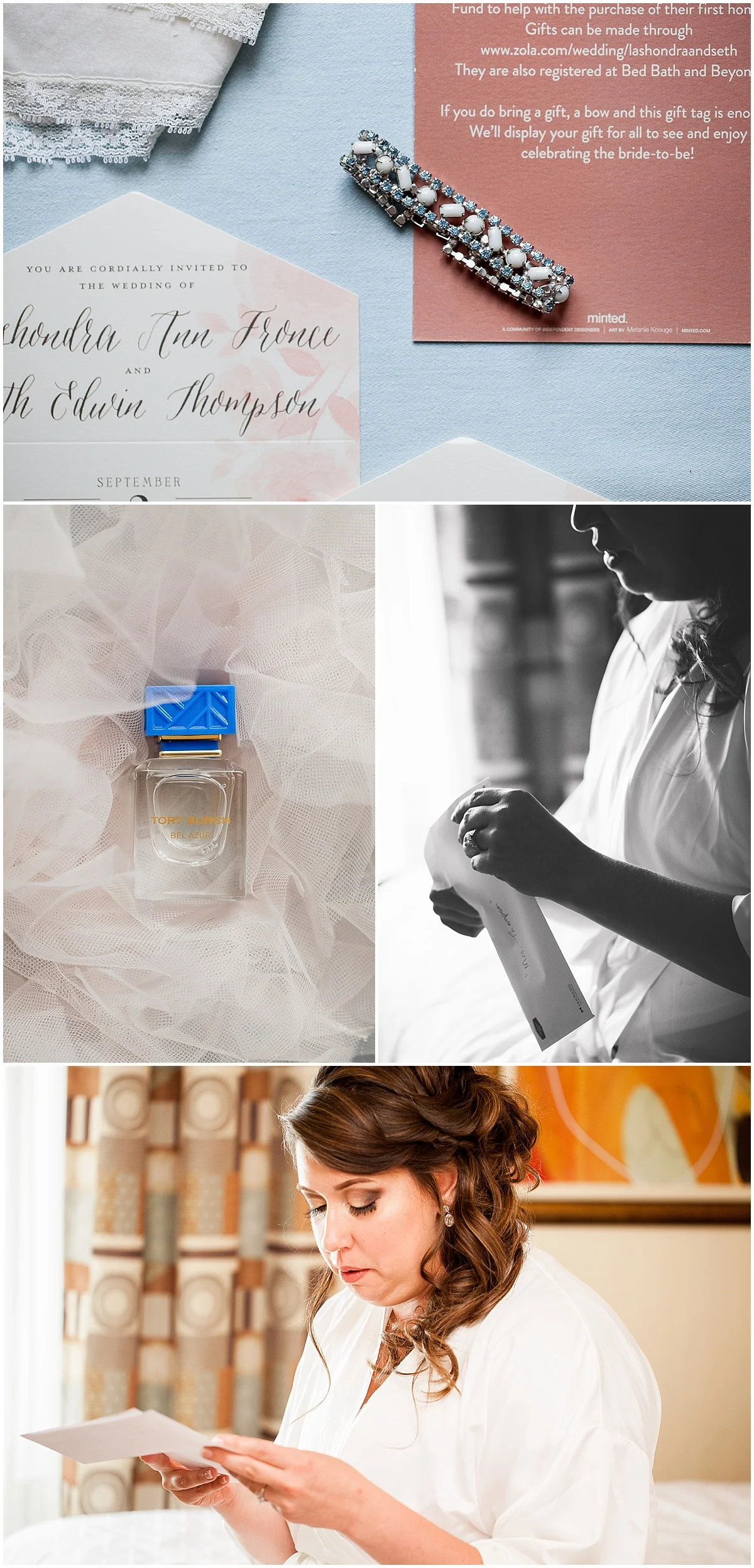 bride reading love letter erie pa wedding