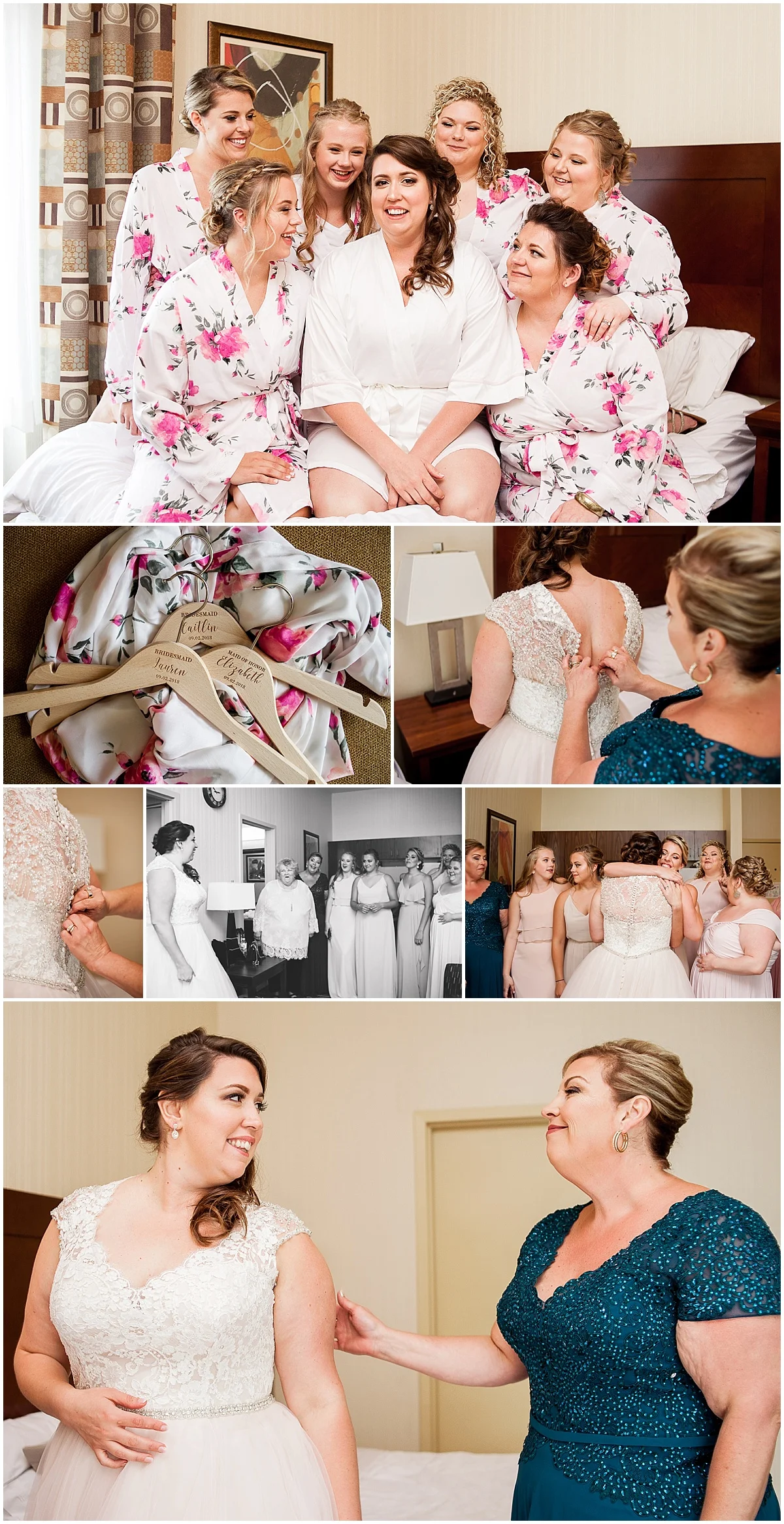 bride getting ready with friends erie pa wedding