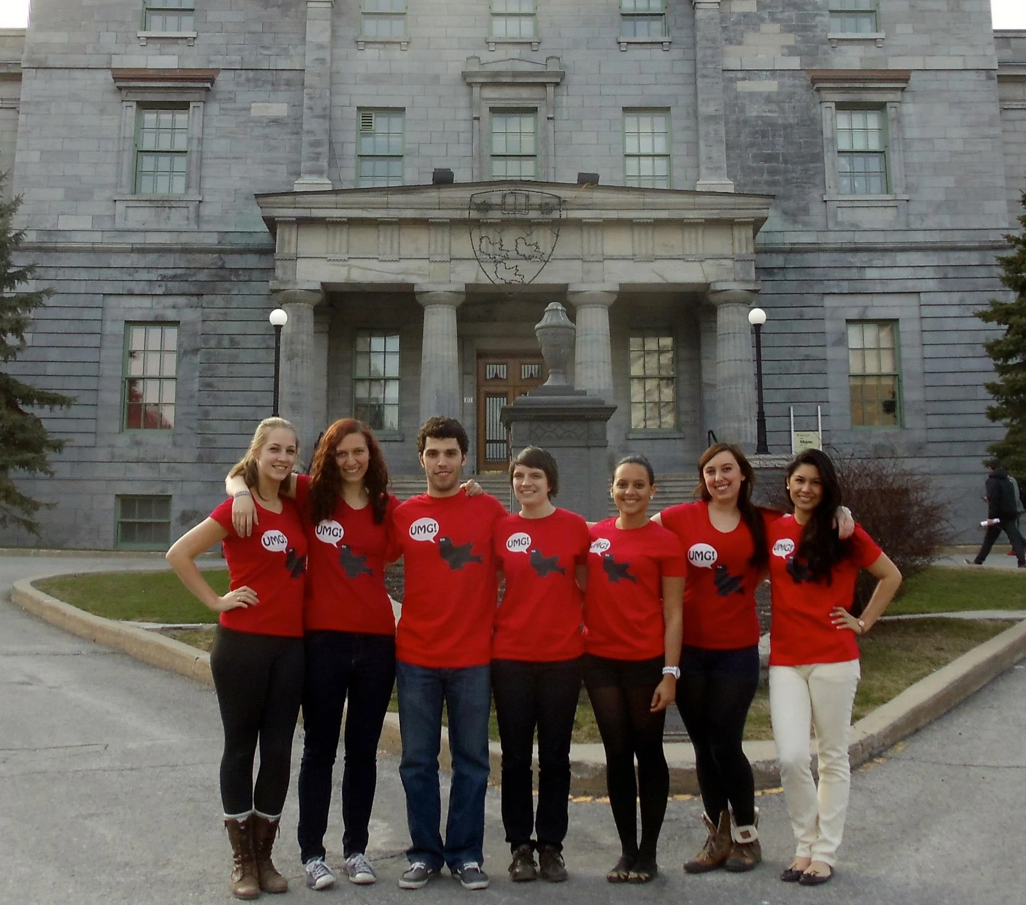 first iteration of the UMG team, 2012. from left: Erin Mitchell, Cara Neel, Max Blumberg, Katie Thompson, Melissa Williams, Becca Sheinbaum, Andrea Dumont.